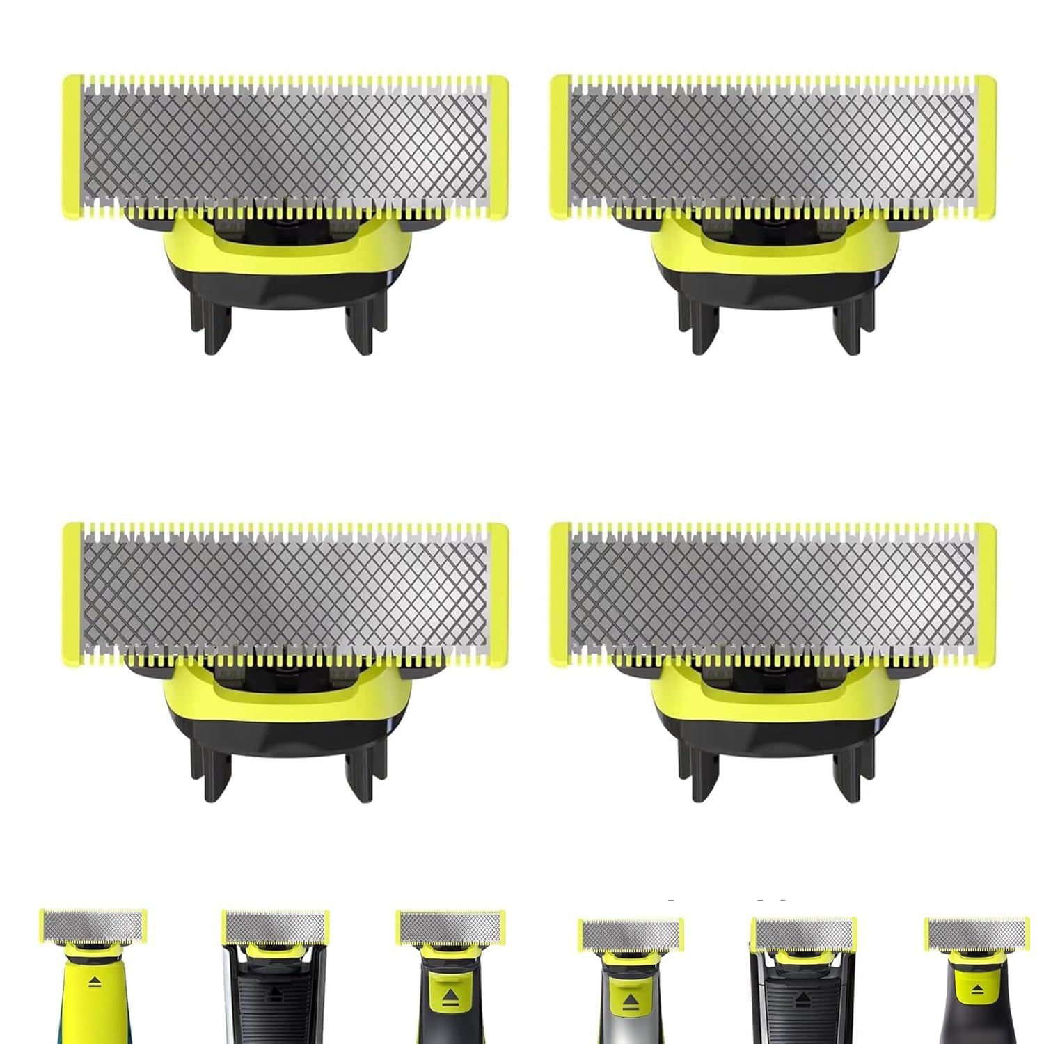 4-Pack Replacement Blades for Philips Norelco OneBlade - Compatible with OneBlade Replacement Heads - Precision Shaving Blades for Smooth Shaving - Perfect for Travel, Daily Use & Sensitive Skin Care