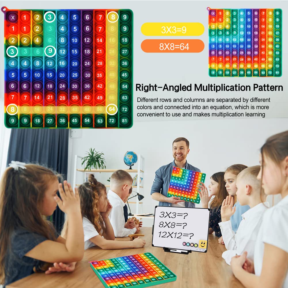 1-9 Addition Chart & 9x9 Multiplication Table - Rainbow Right Angle Square 100 Bubbles Math Games - Educational Math Manipulatives for Kids - Perfect for Classroom Learning, Homeschooling & Math Practice