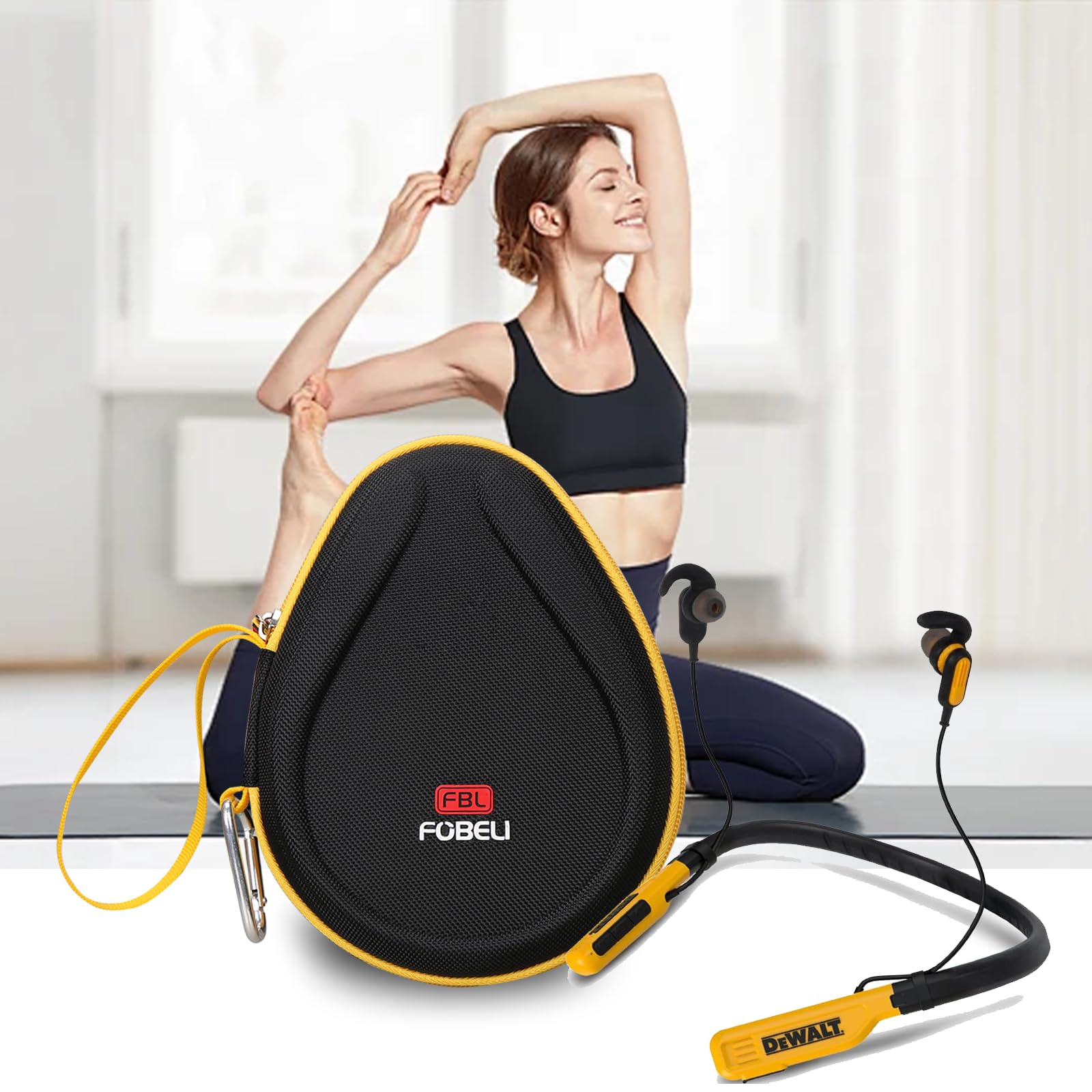 Durable Hard Carrying Case for DEWALT Wireless Bluetooth Neckband Headphones - Protective Storage for 2-in-1 Neckband Headphones with Built-in Speakers | Perfect for Construction Sites, Workshops & Outdoor Activities