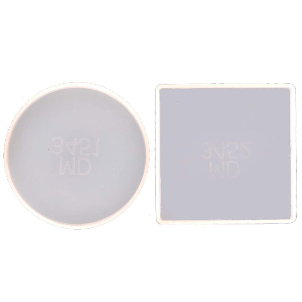 2-Piece Round & Square Coaster Resin Mold Kit - DIY Geode Agate Coaster Molds for Glossy Cup Mats - Craft Resin Casting Tools for Home Decor & Gift Making