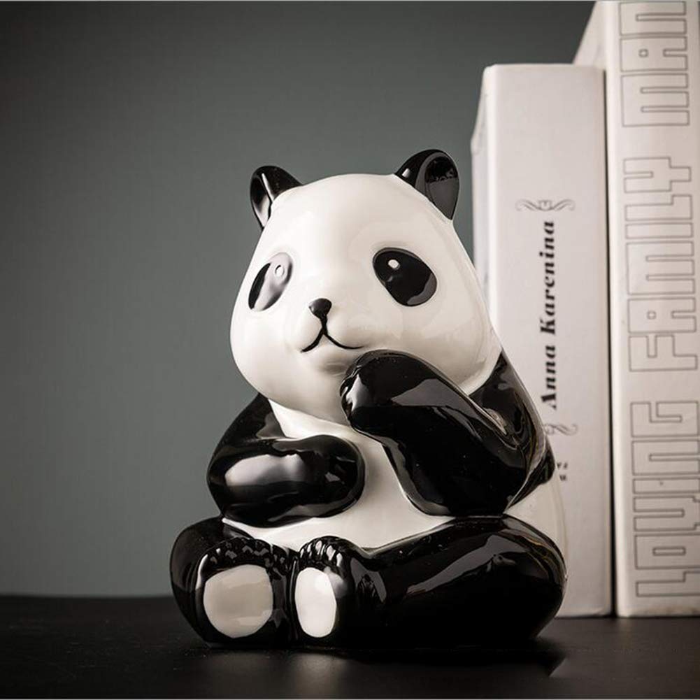 Cute Ceramic Panda Figurine - Handcrafted Sitting Bear Sculpture for Home Decor, Gift, and Office Desk Accessories | Perfect for Animal Lovers & Zen Decorations