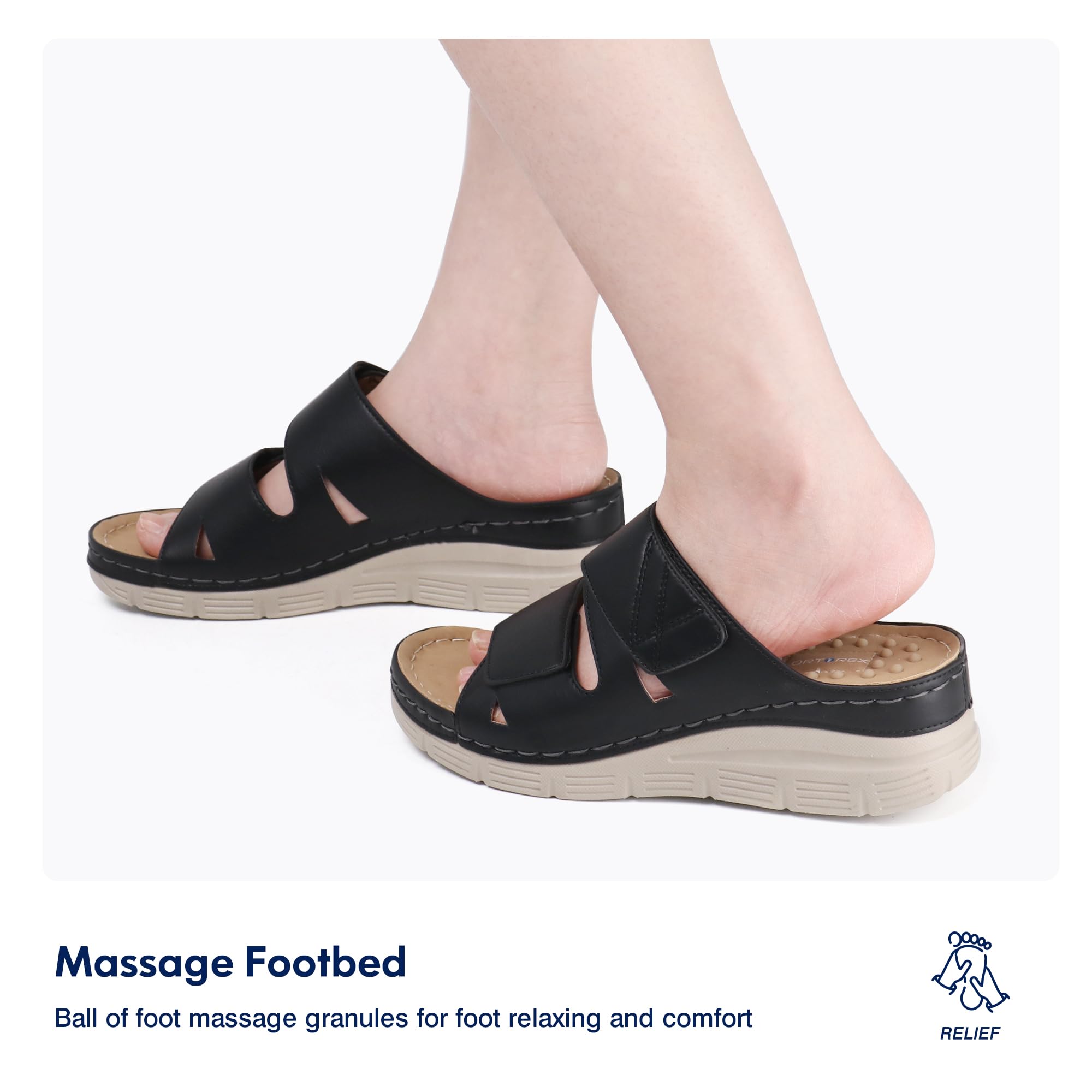 Ortho+rest Women's Arch Support Slides - Orthotic Walking Sandals for Plantar Fasciitis & Foot Pain Relief - Comfortable Orthopedic Sandals for Daily Wear, Work & Travel