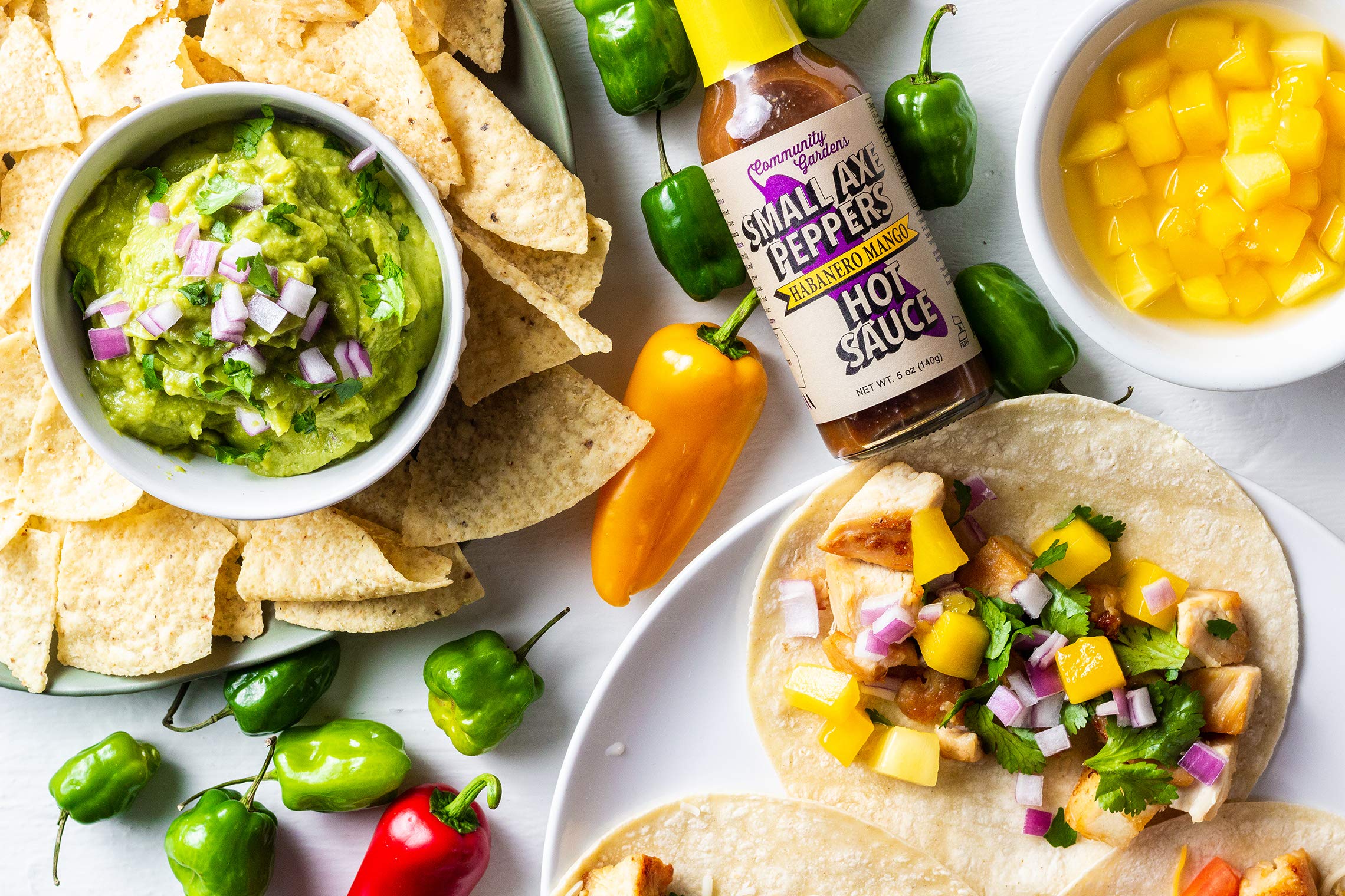 Small Axe Peppers Gourmet Hot Sauce Set - 3 Pack (5 oz Each) | All Natural, Kosher, Non-GMO, Community Garden Grown | Ghost Pepper, Habanero Ginger & Habanero Mango Flavors | Featured on HOT ONES | Perfect for Wings, Tacos, Burgers & Spicy Food Lovers