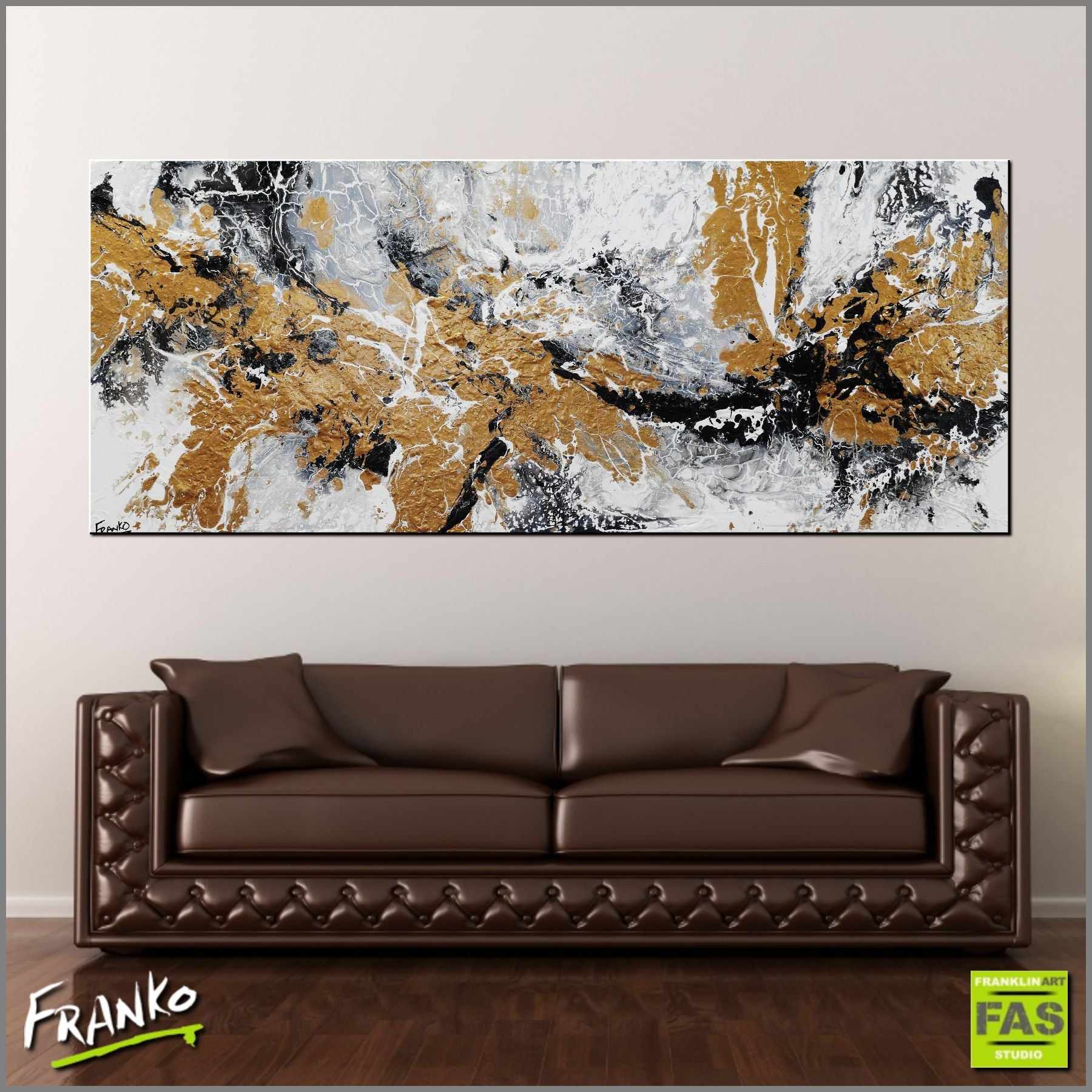 Golden Oxygen 200cm x 80cm White Black Gold Textured Abstract Canvas Wall Art - Modern Home Decor for Living Room, Bedroom & Office
