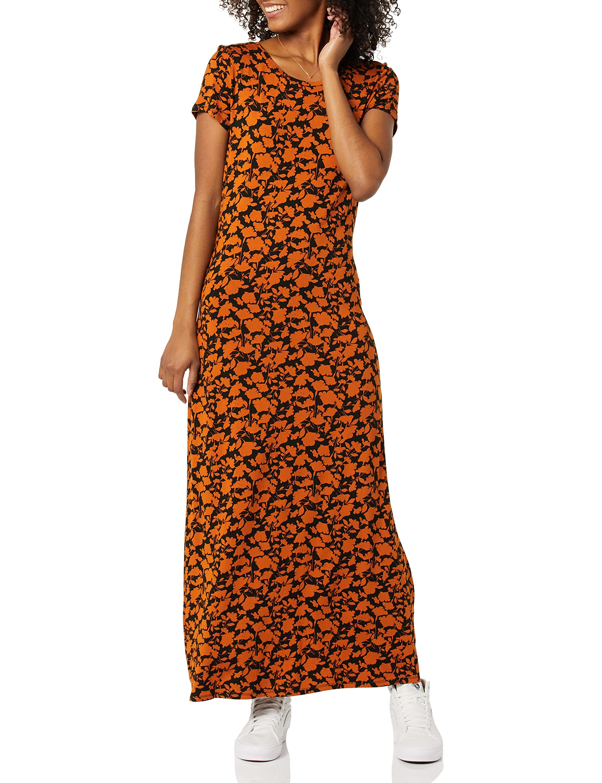 Amazon Essentials Women's Short-Sleeve Maxi Dress - Flowy Casual Summer Dress with Pockets, Plus Size Options | Perfect for Beach, Vacation & Everyday Wear
