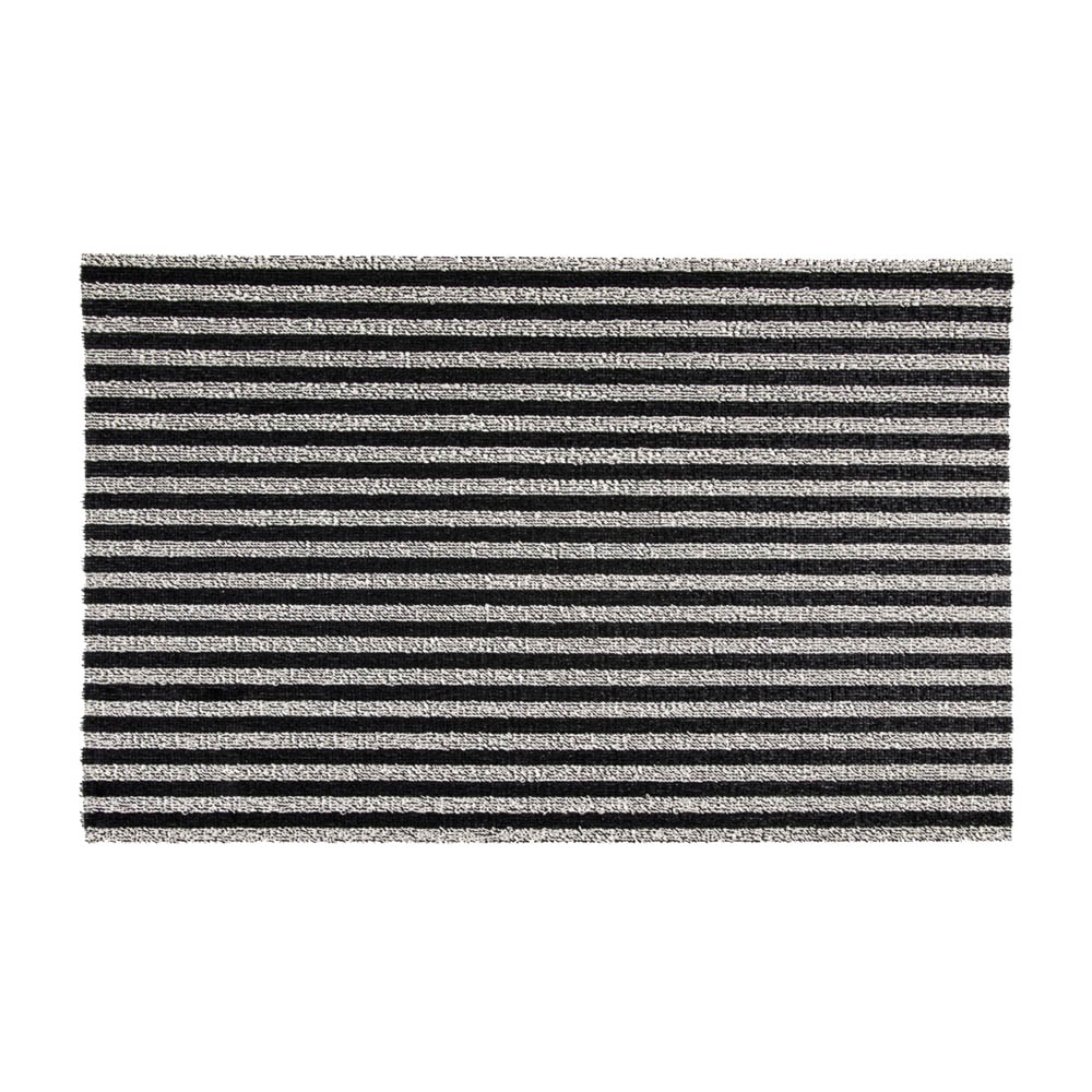 CHILEWICH Shag In Out Utility Door Mat - Water Absorbent Indoor/Outdoor Rug - Breton Stripe/Tuxedo Design - 24x36 Inches (61x91cm) - Perfect for Entryways, Patios & High Traffic Areas