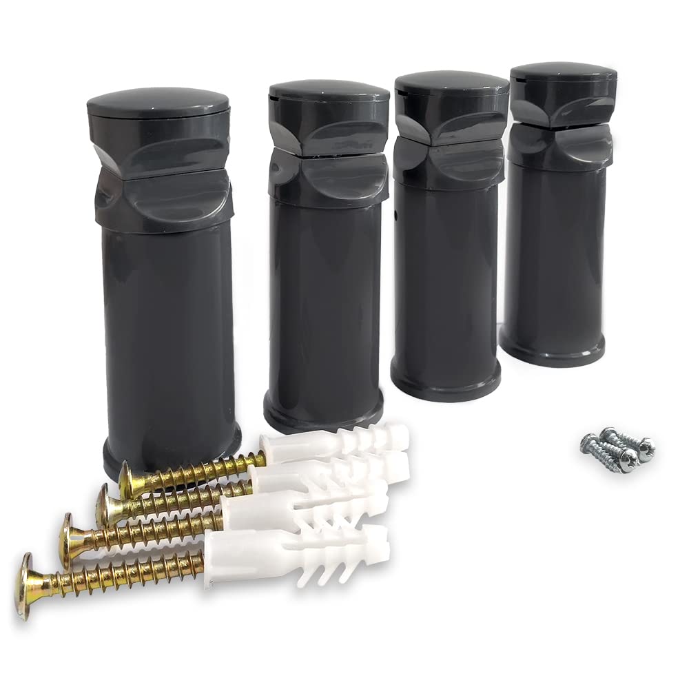 Universal Anthracite Brackets Set for Heated Towel Rail Radiator - Fits Flat & Curved Models | Bathroom Accessories for Secure Mounting & Space Saving