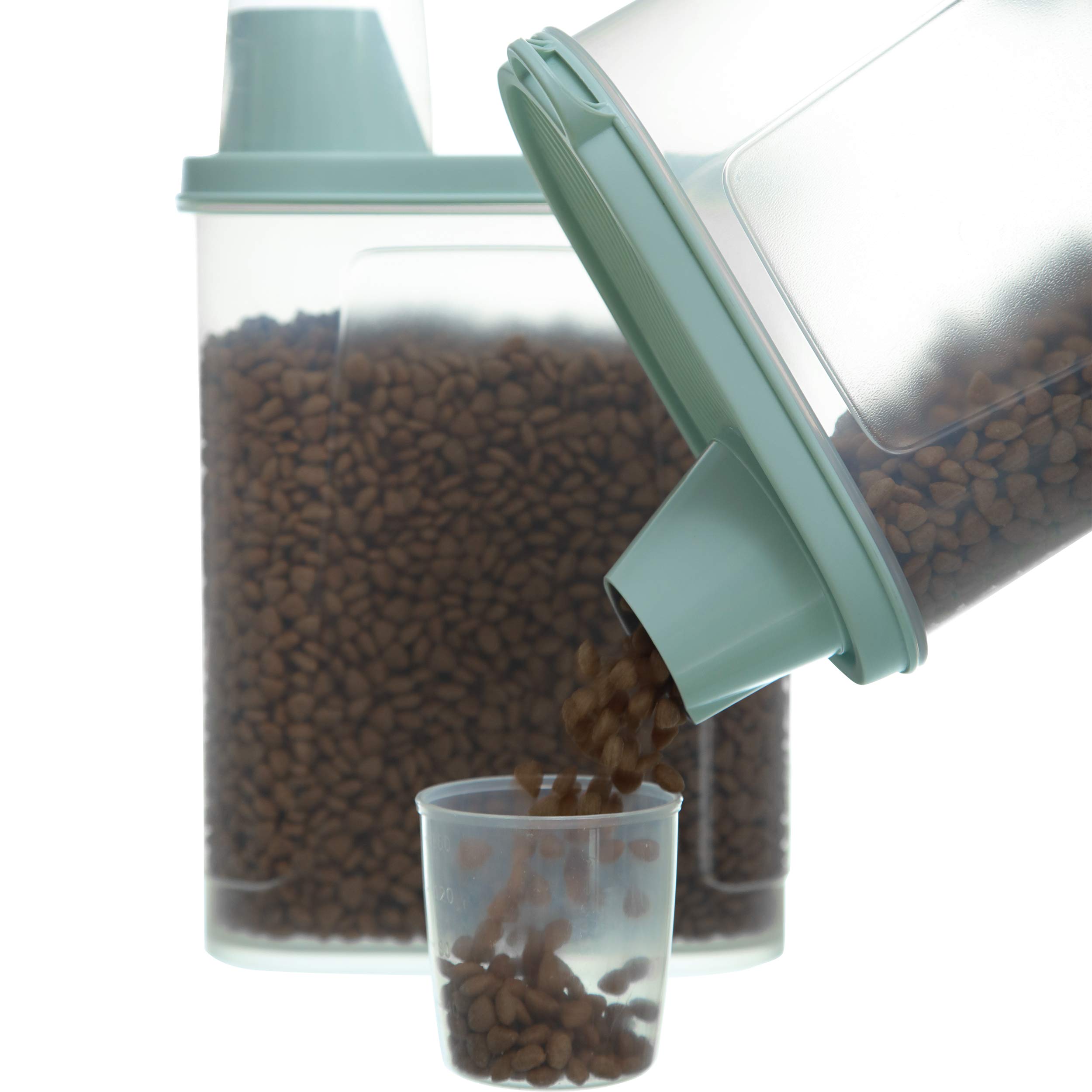 2.5 LB Airtight Pet Food Storage Containers with Lid & Measuring Cup - Small Dog Cat Bird Dry Food Dispenser - Perfect for Kitchen, Travel & Outdoor Use