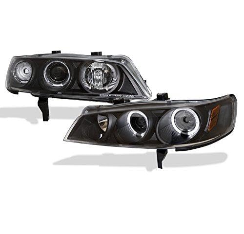 Halo Projector Headlights for 1994-1997 Honda Accord - Black LED Angel Eye Headlamps with High/Low Beam | Perfect for Night Driving & Car Customization