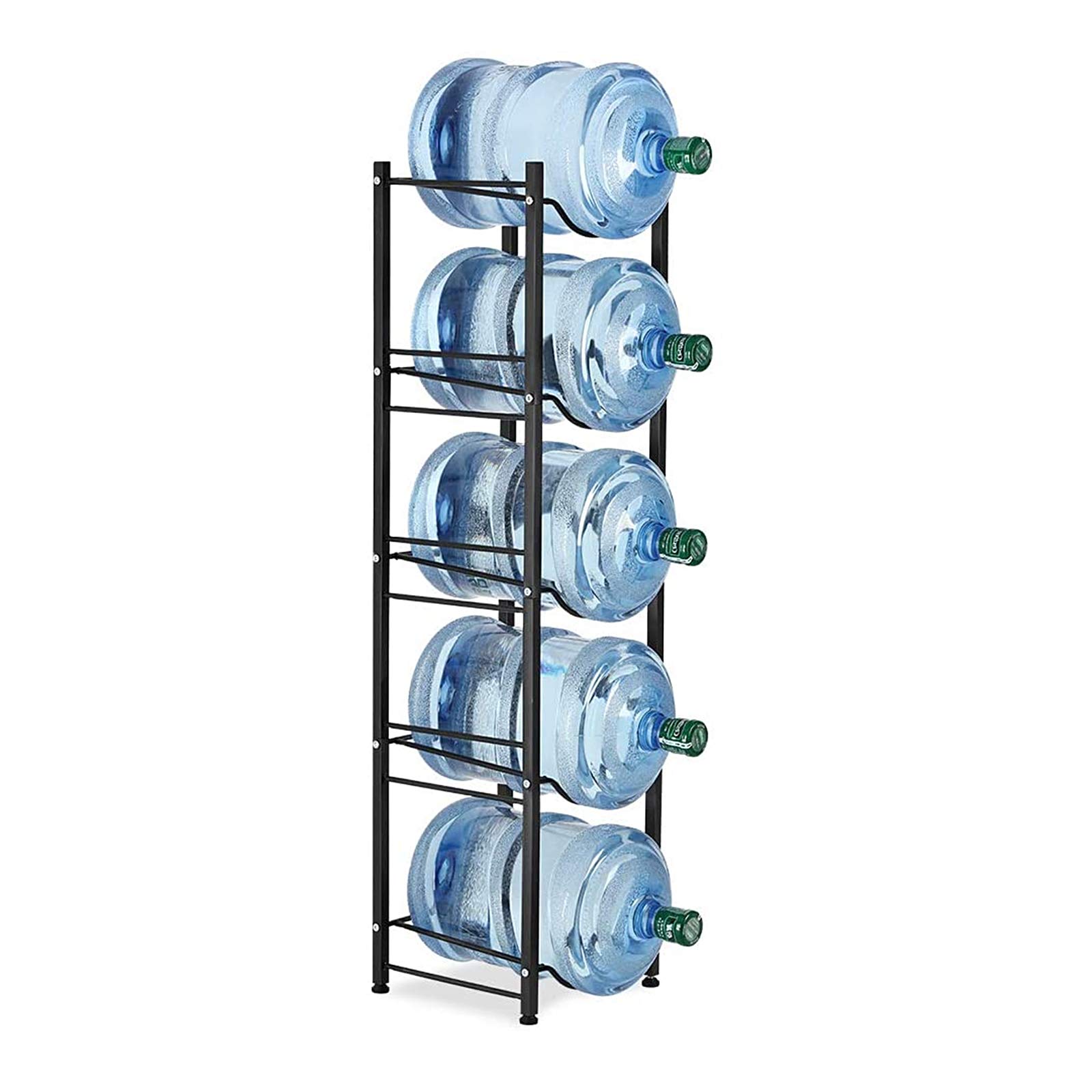 5-Tier Heavy Duty Water Cooler Jug Rack - Space Saving Water Bottle Holder for 5 Gallon Water Dispenser Storage (Black) | Perfect for Home, Office, and Commercial Use