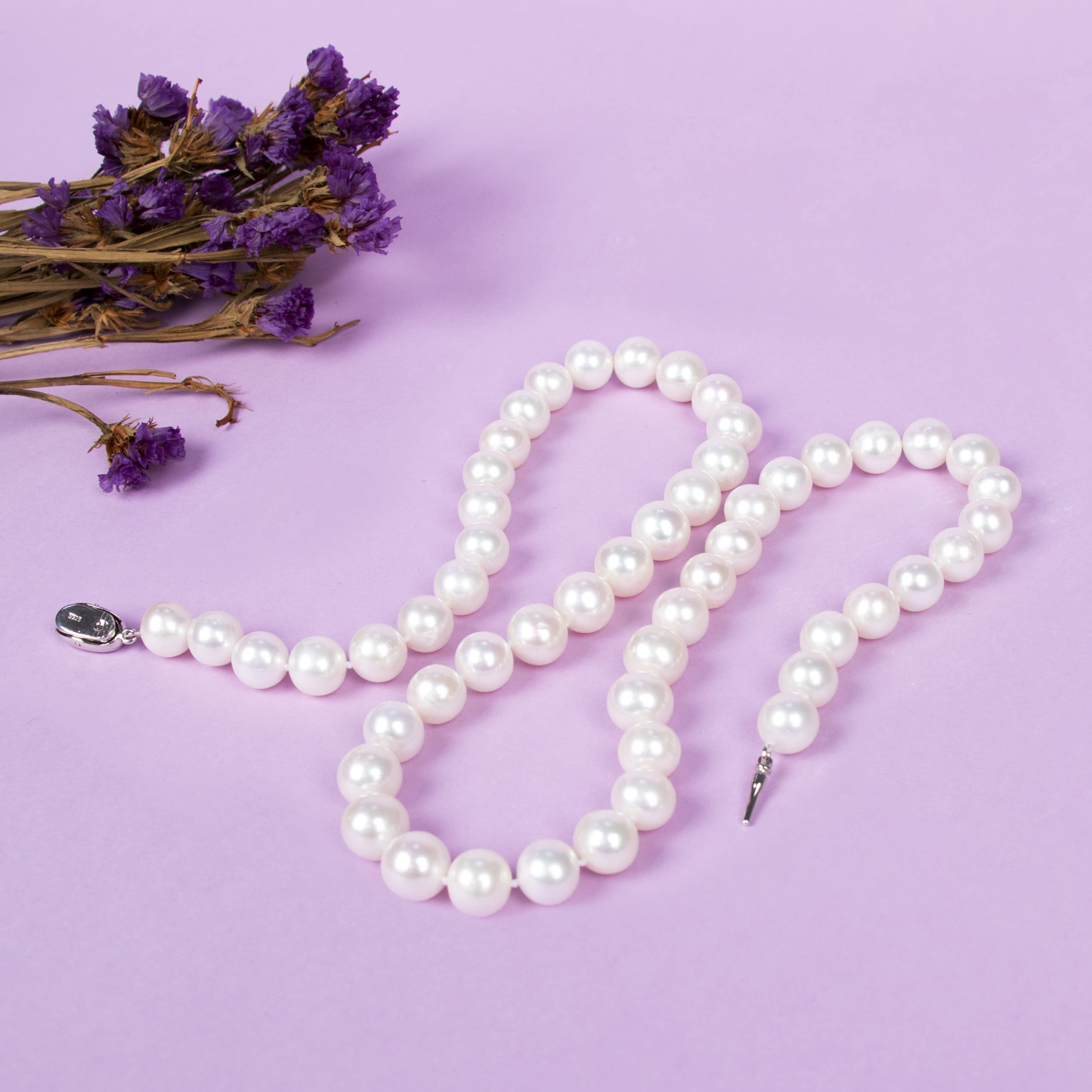 AAAAA Quality Freshwater Cultured Pearl Necklace for Women - Genuine Real Pearl Strand, Elegant Fine Jewelry Gift for Her - Perfect for Weddings, Parties & Special Occasions
