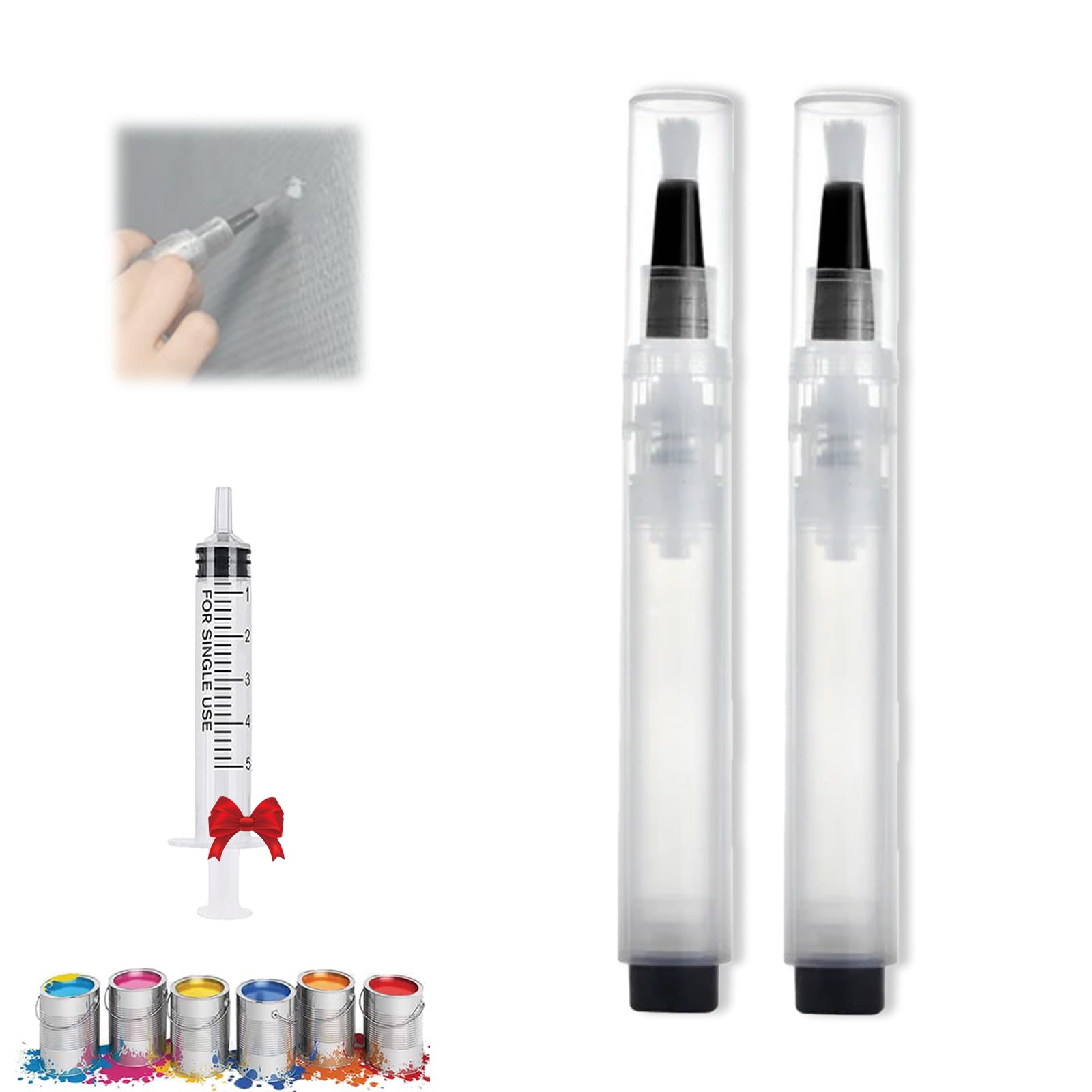 Refillable Touch Up Paint Pen Brush - 6ml Fillable Paint Marker for Walls, Cabinets, Doors & Furniture (2 Pack) - Perfect for Home Repairs, DIY Projects & Small Surface Touch Ups