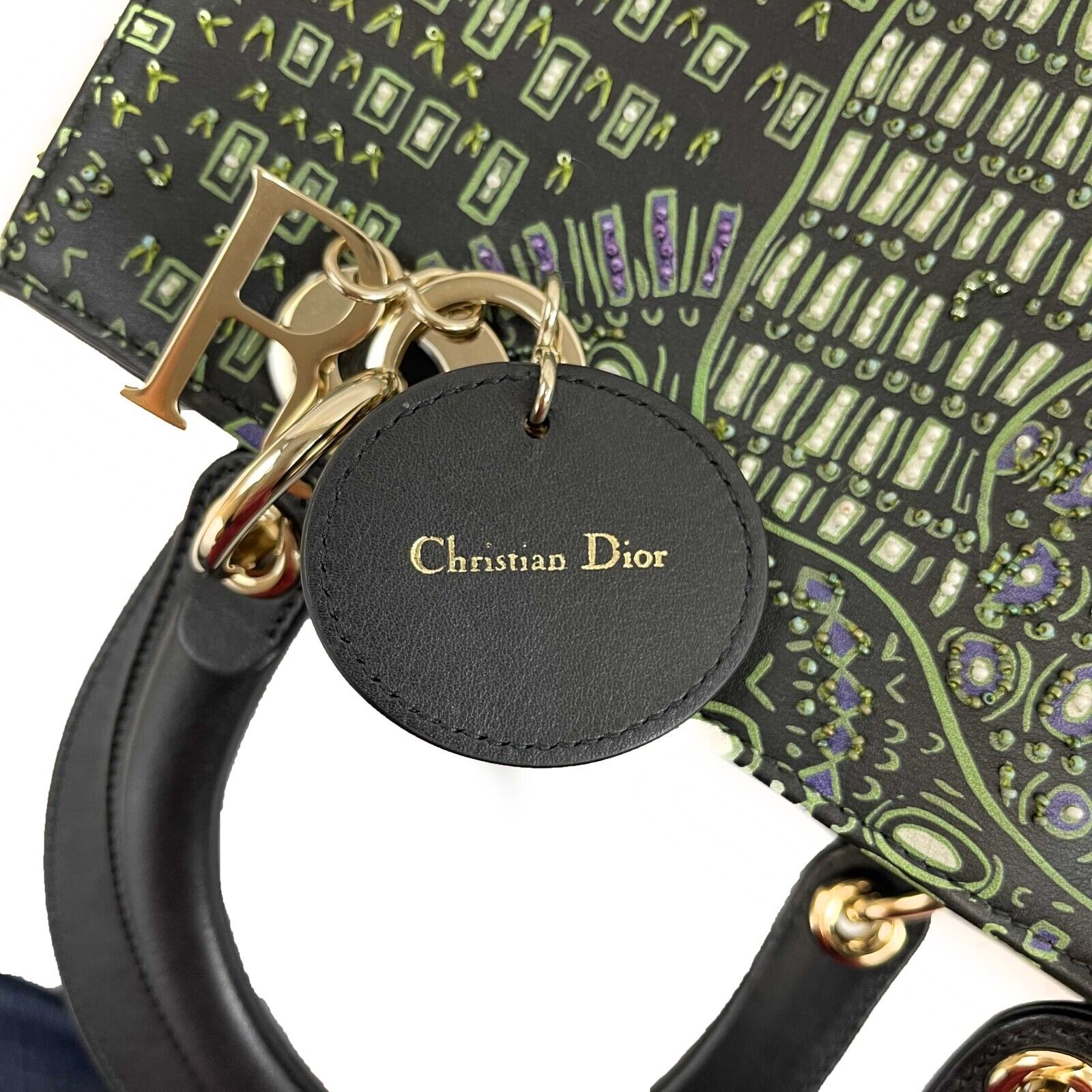 Christian Dior Medium Embroidered Animals Lady Dior Handbag in Black, Green & Purple - Luxury Designer Crossbody Bag for Women, Perfect for Parties, Weddings & Special Occasions