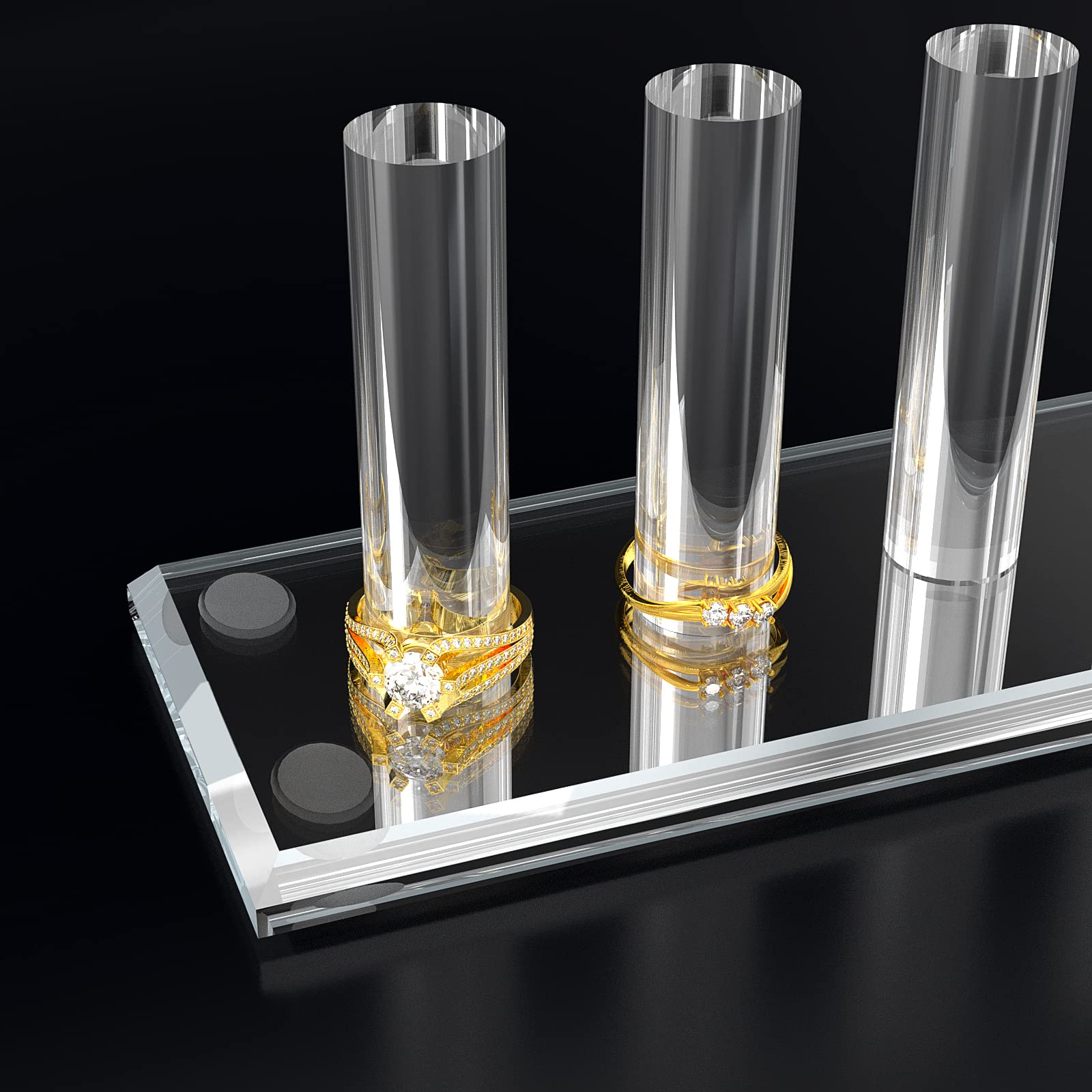 1PC Clear Acrylic Ring Holder Stand - Jewelry Organizer for Wedding Rings, Engagement Rings & Fashion Rings - Elegant Display for Women & Girls Bedroom, Dresser, Vanity or Jewelry Store