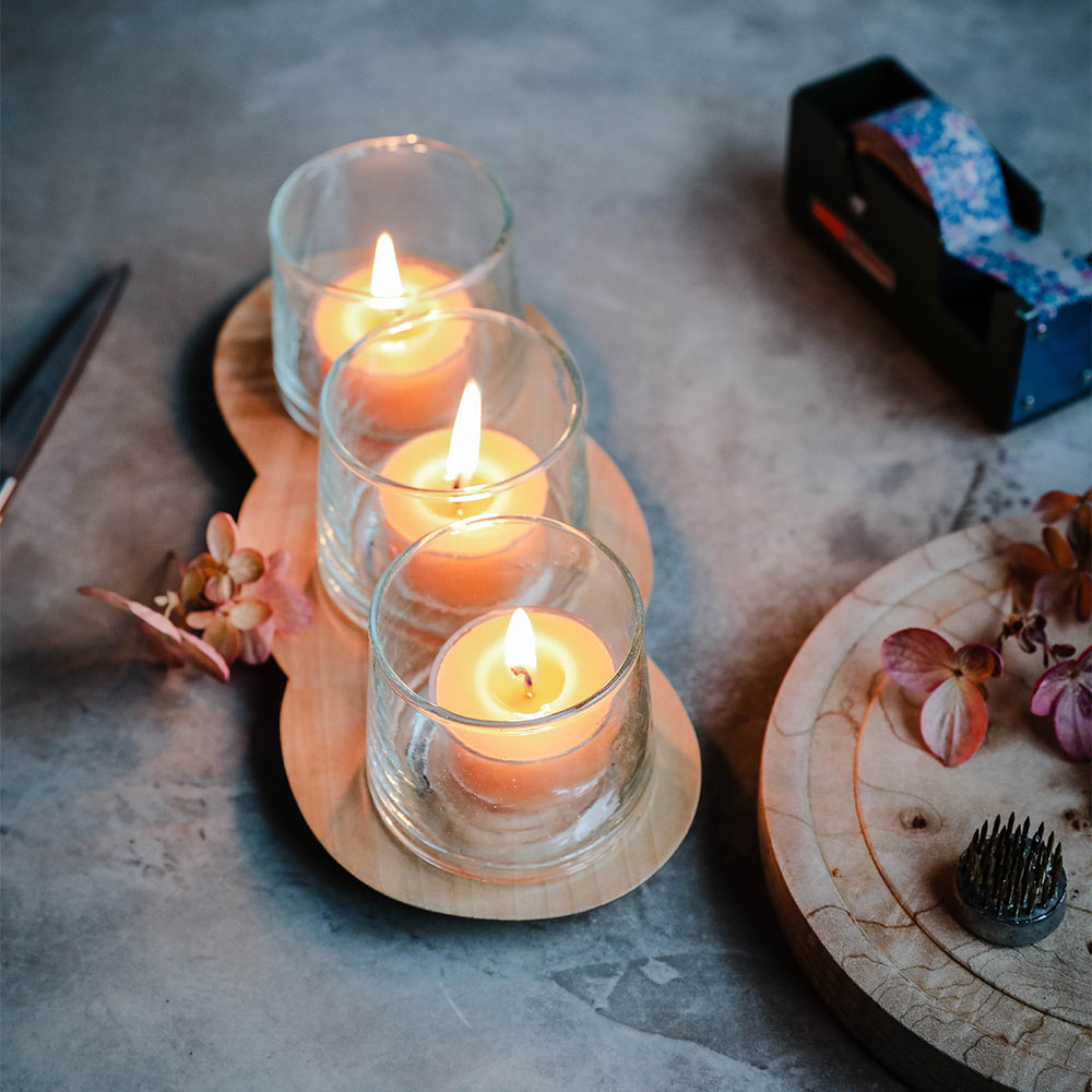 Eco-Friendly Recycled Glass Candle Holders - Set of 2 for Home Decor, Wedding Centerpieces & Romantic Dinner Ambiance