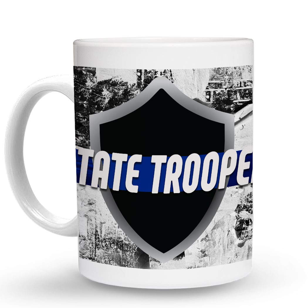 State Trooper Police Cop Themed 11 Oz Ceramic Coffee Mug - Unique Design for Law Enforcement Enthusiasts - Perfect for Office, Home, or Gift Giving