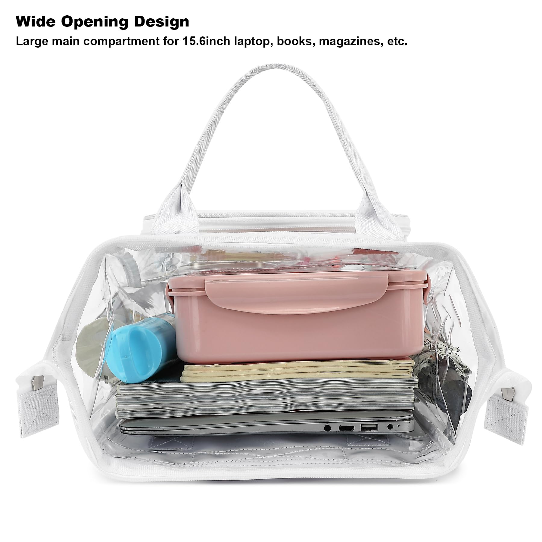Heavy Duty Clear Backpack for Men & Women - PVC Transparent School Backpack for Boys & Girls (White) | Perfect for School, Travel, Work & Security Checkpoints