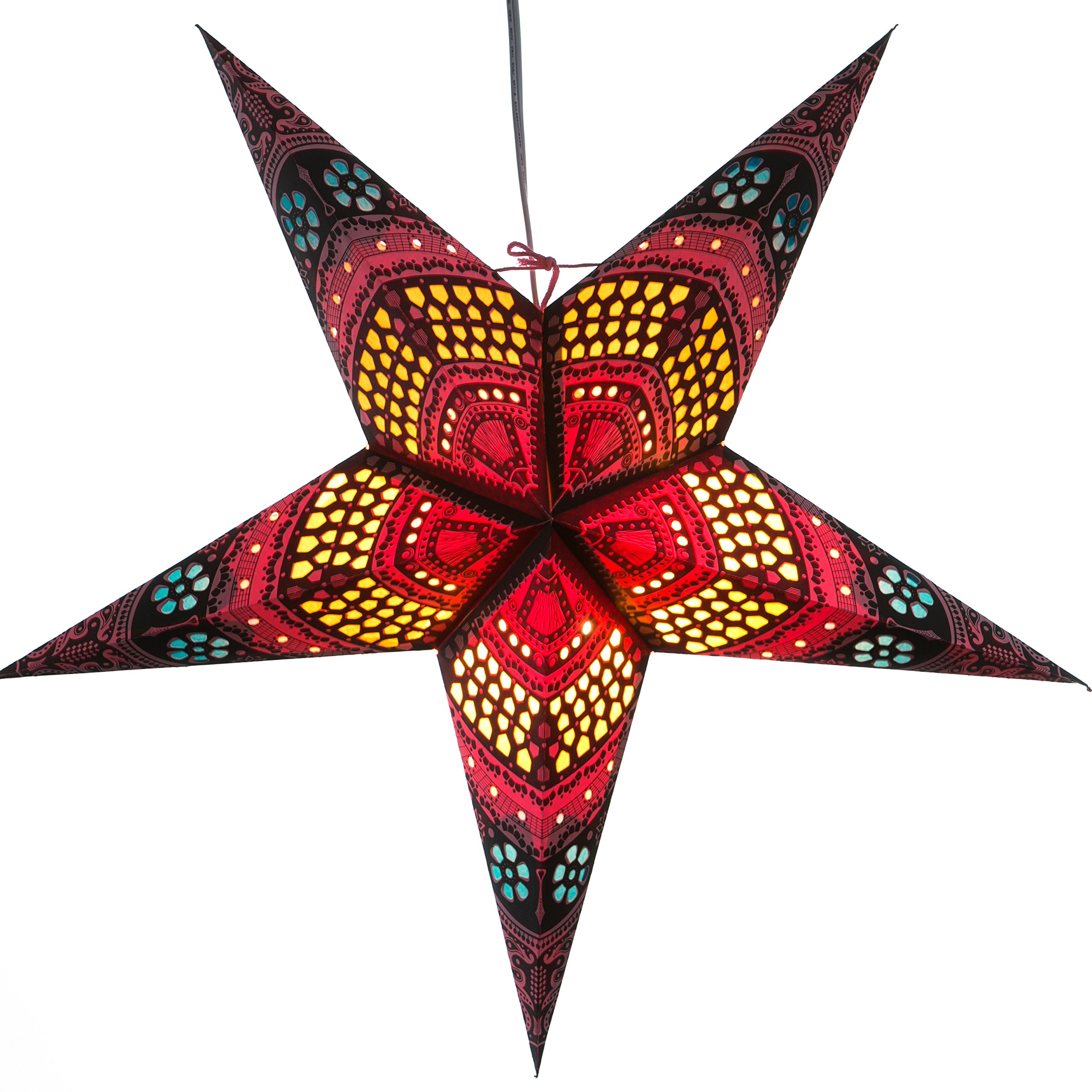 Pink Honeycomb Paper Star Lantern with 12ft Power Cord - Romantic Party Decor for Weddings, Baby Showers & Home Decoration
