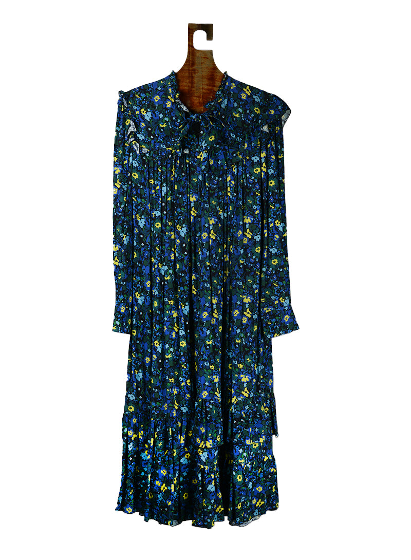 Vivetta Blue Floral Long Dress Size 42 - Elegant Evening Gown for Parties, Weddings & Special Occasions