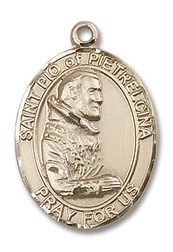 14K Gold Filled St. Pio of Pietrelcina Catholic Medal Pendant Necklace for Men & Women - Religious Jewelry Gift for Baptism, First Communion & Faith Devotion