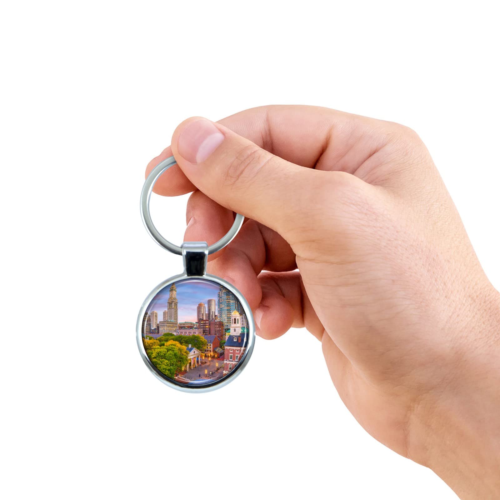 Boston Souvenir Keychain - Durable Epoxy Dome & Metal Keyring for Keys, Gifts, Travel Accessories | Perfect for Boston Lovers, Tourists & Collectors