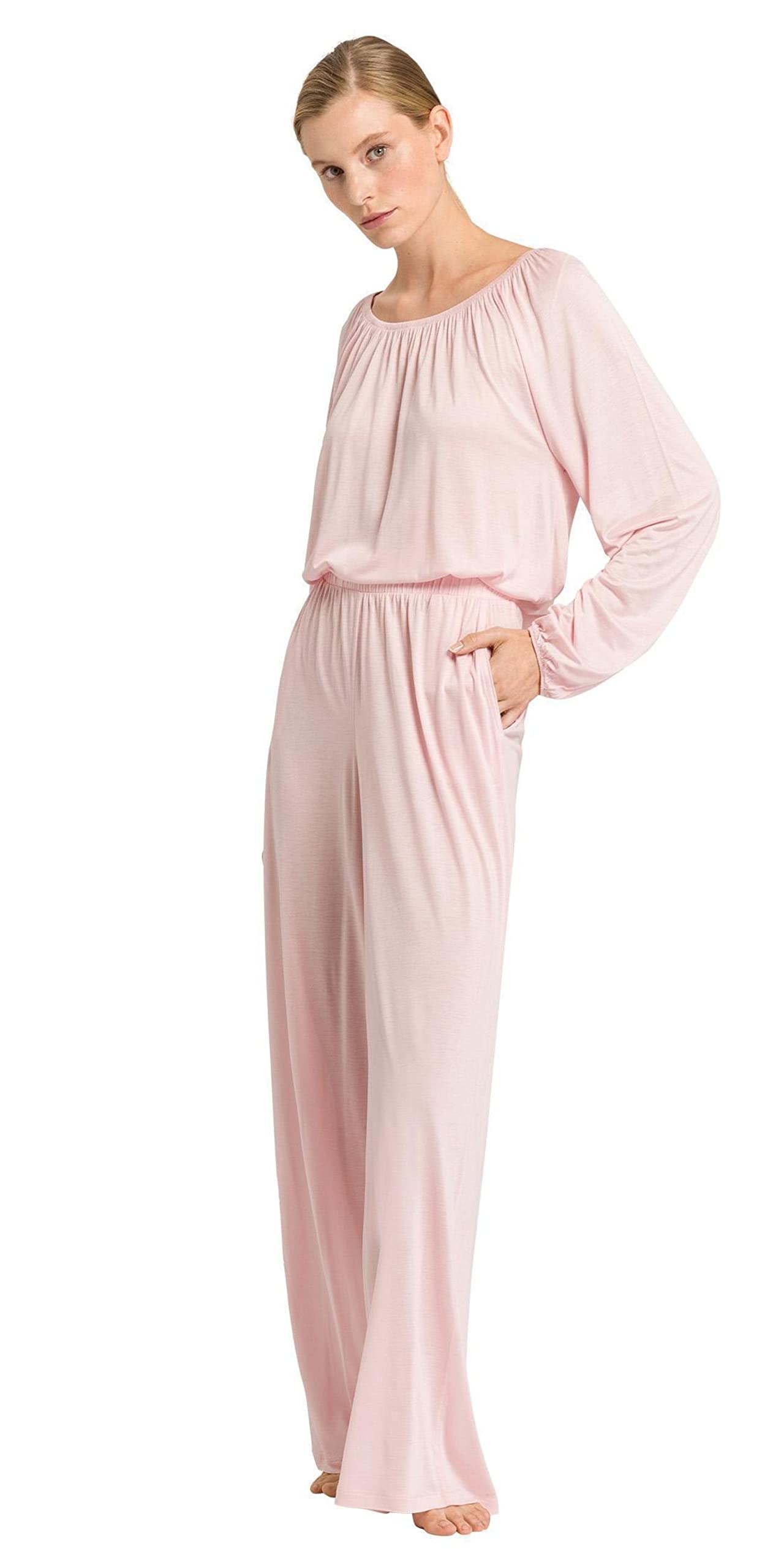 HANRO Women's Pina Long Sleeve Shirt 77986 - Soft Cotton Blouse for Work & Casual Wear | Elegant Office & Everyday Outfit
