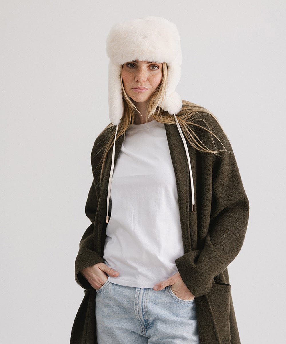Logan Faux Fur Trapper Hat for Men Women - Winter Warm Fleece Lined Ear Flap Hat - Outdoor Hunting Skiing Snowboarding Hats