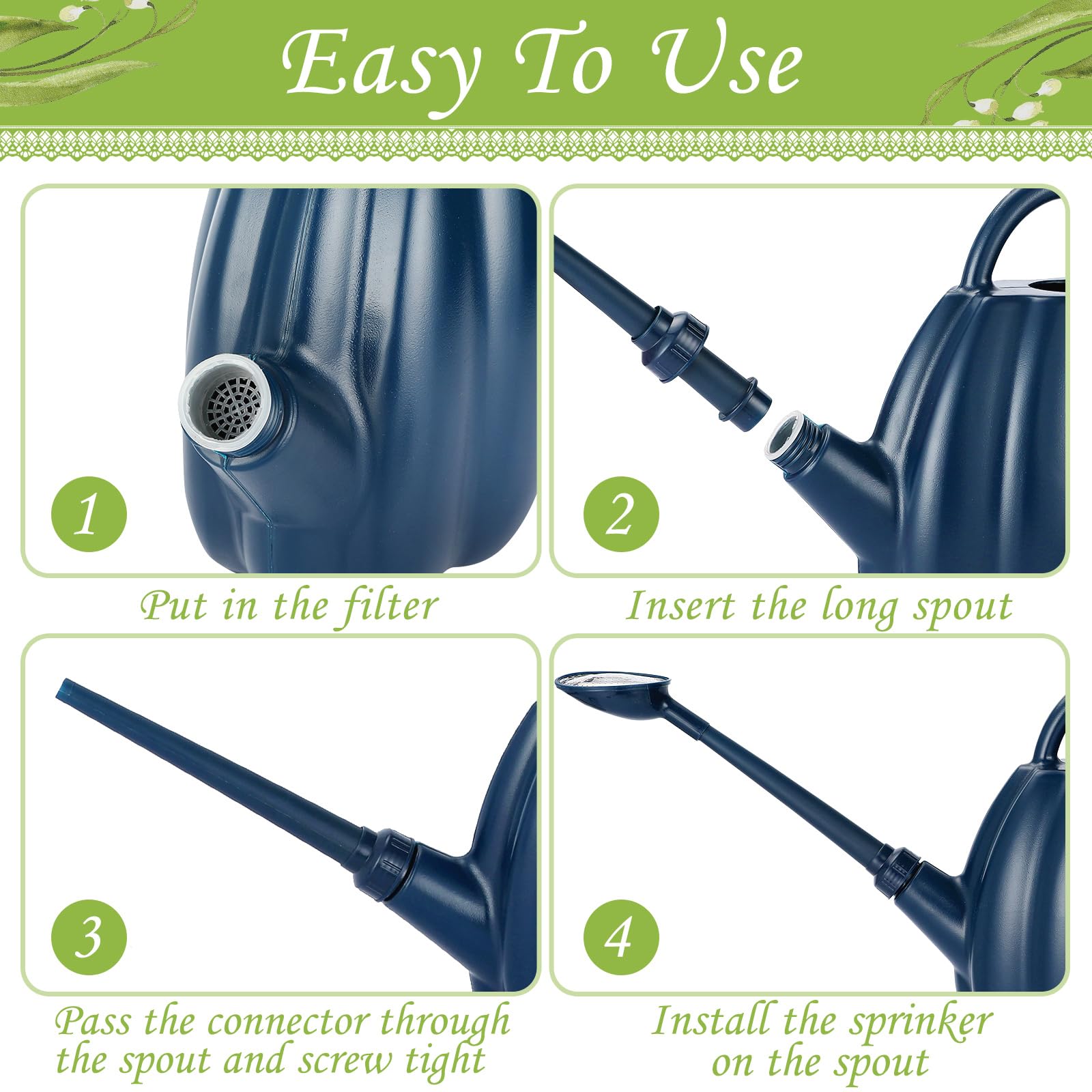 2.5 Gallon Large Watering Can for Indoor and Outdoor Plants - Long Spout with Adjustable Sprinkler Head - Perfect for Garden, Lawn, Flower Beds and Houseplants