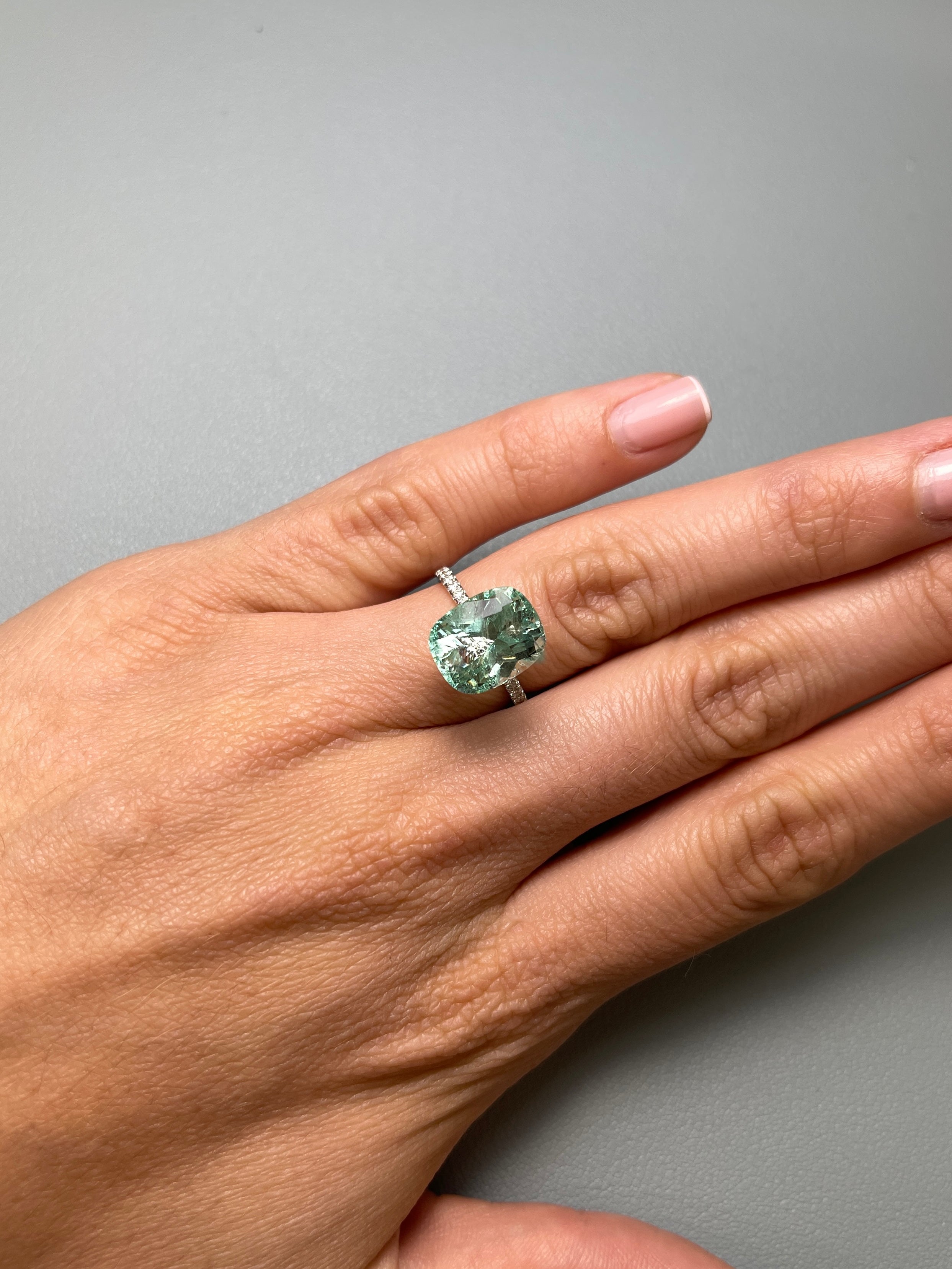 5.96 Carat 13x10mm Natural Colombian Emerald - Seafoam Green with Freckles, Elongated Cushion Cut Loose Gemstone for Jewelry Making, Engagement Rings & Custom Designs