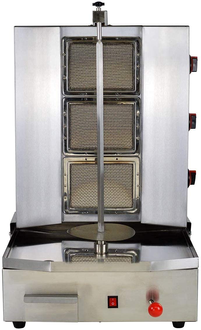 3 Burner Shawarma Machine - Automatic Rotating Kebab Grill for Gyro, Chicken & Meat - Propane Roaster for Restaurants, Kitchens & Outdoor Cooking