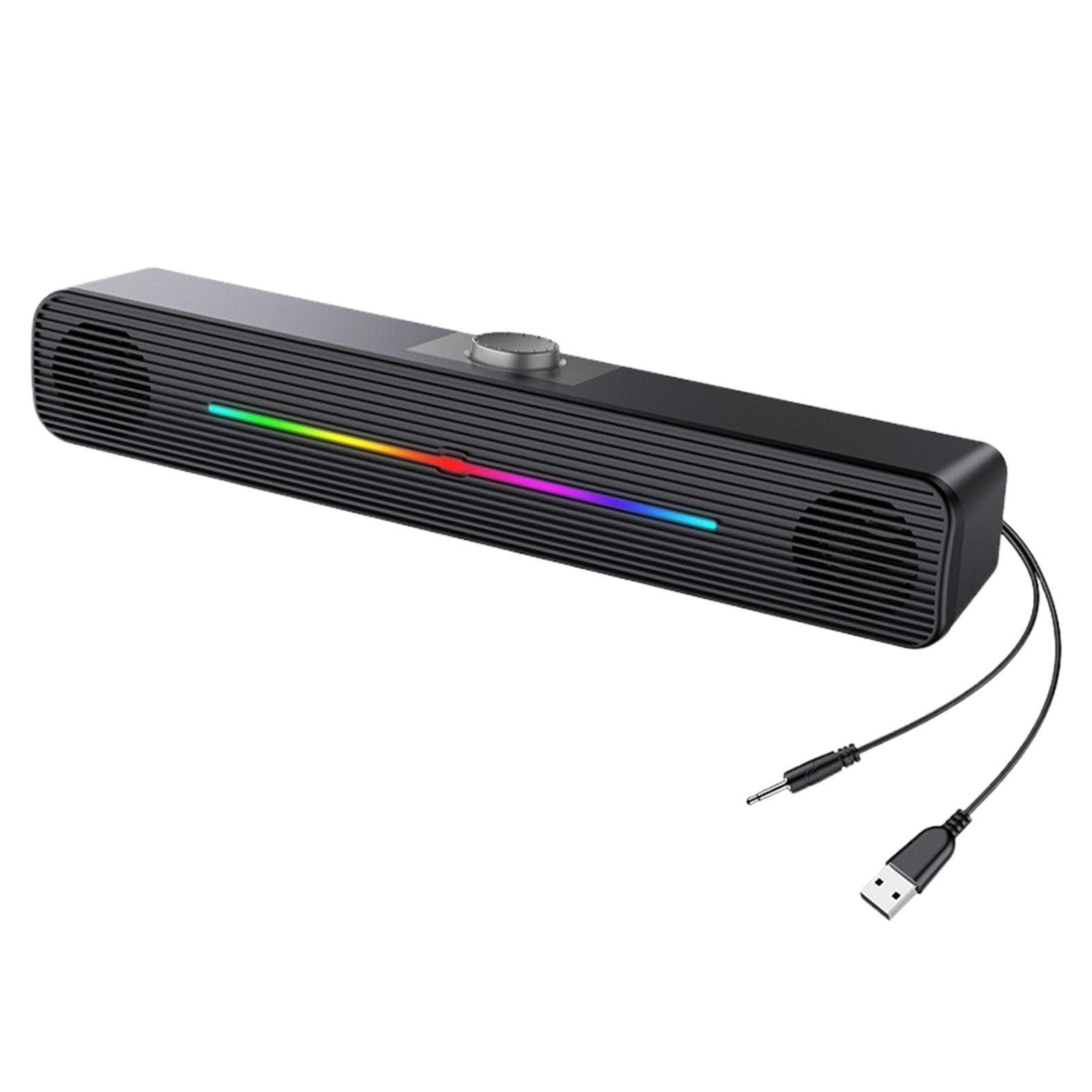 Compact Wireless RGB Soundbar for Desktop Computers - USB-Powered PC Speakers with Strip Design for Laptops, Gaming Setups & Home Office | Perfect for Music, Movies & Video Conferencing