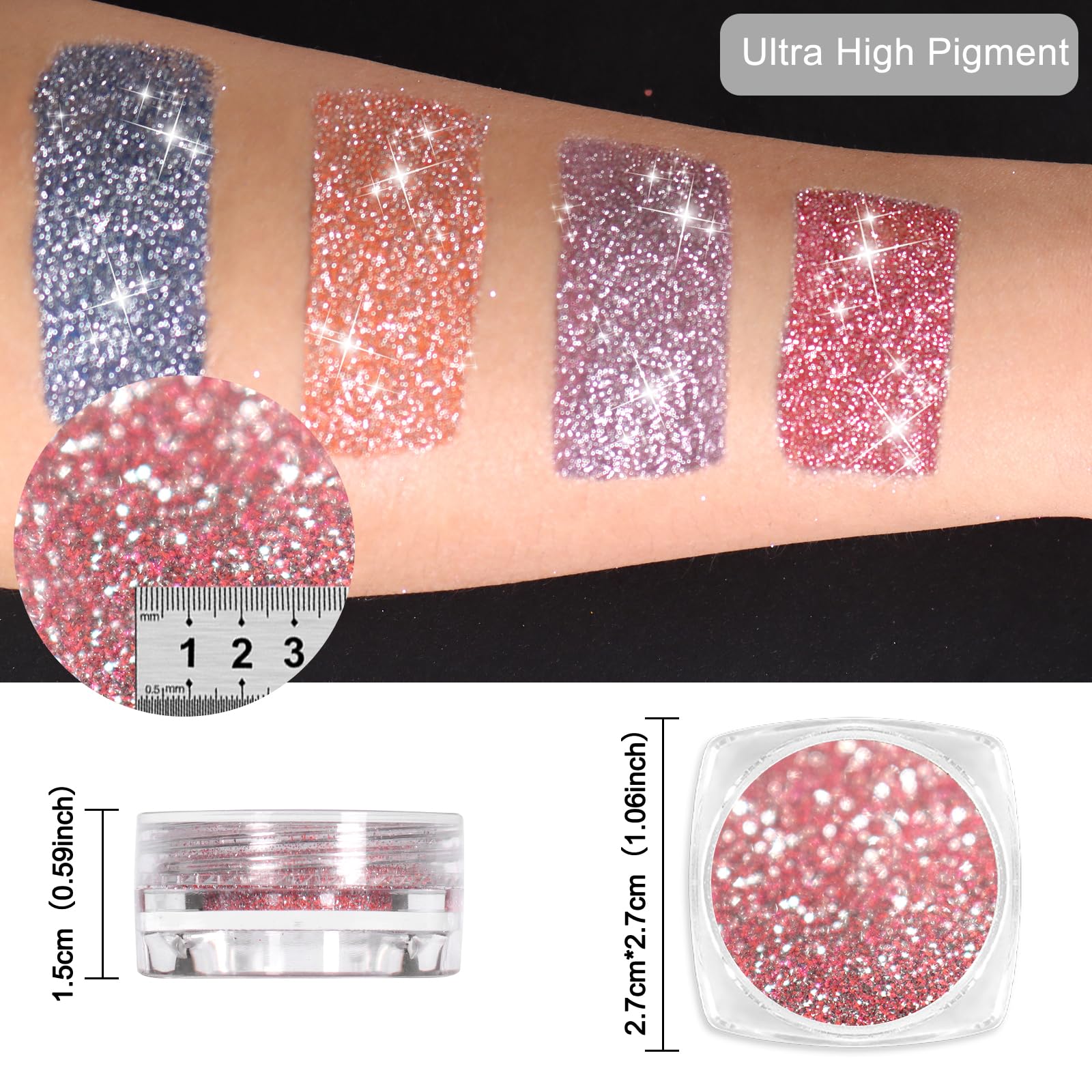 SIUSIO 8 Colors Diamond Nail Glitter Set - Reflective Glitter Dust & Shiny Sugar Nail Powder for Gel Polish Nail Art - Perfect for Disco Party, Nightclub, Wedding & DIY Nail Crafts
