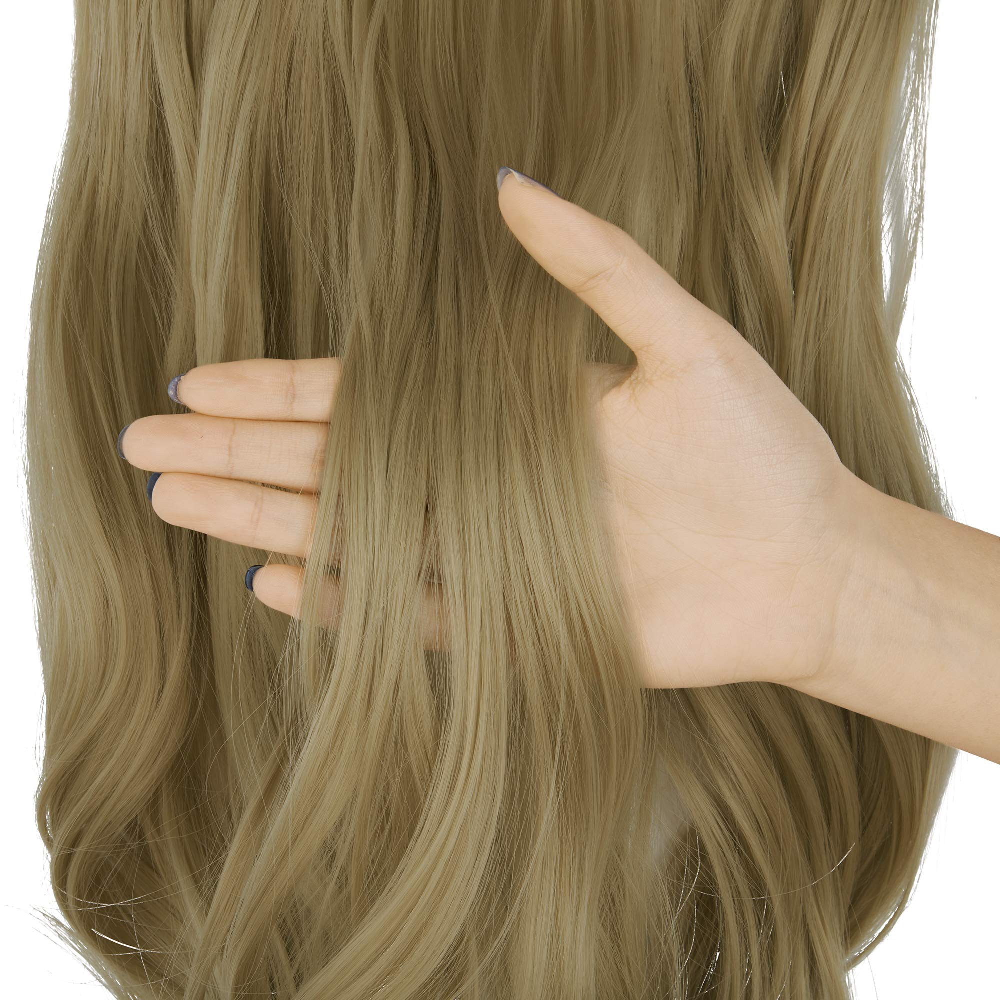 20 Inch Synthetic Hair Extensions Headband for Women – No Clip, Hidden Wire, Wave Thick Hairpiece (Ash Blonde, 4.4 Oz) – Perfect for Parties, Weddings & Daily Styling
