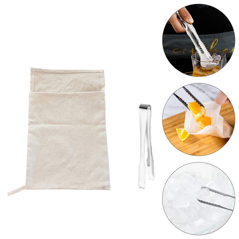 2-Pack Reusable Canvas Ice Bags for Crushing Ice - Durable Cotton Ice Crusher Bags for Bartenders, Restaurants & Home Bars - Essential Bartender Kit Accessories for Cocktails, Smoothies & Cold Drinks
