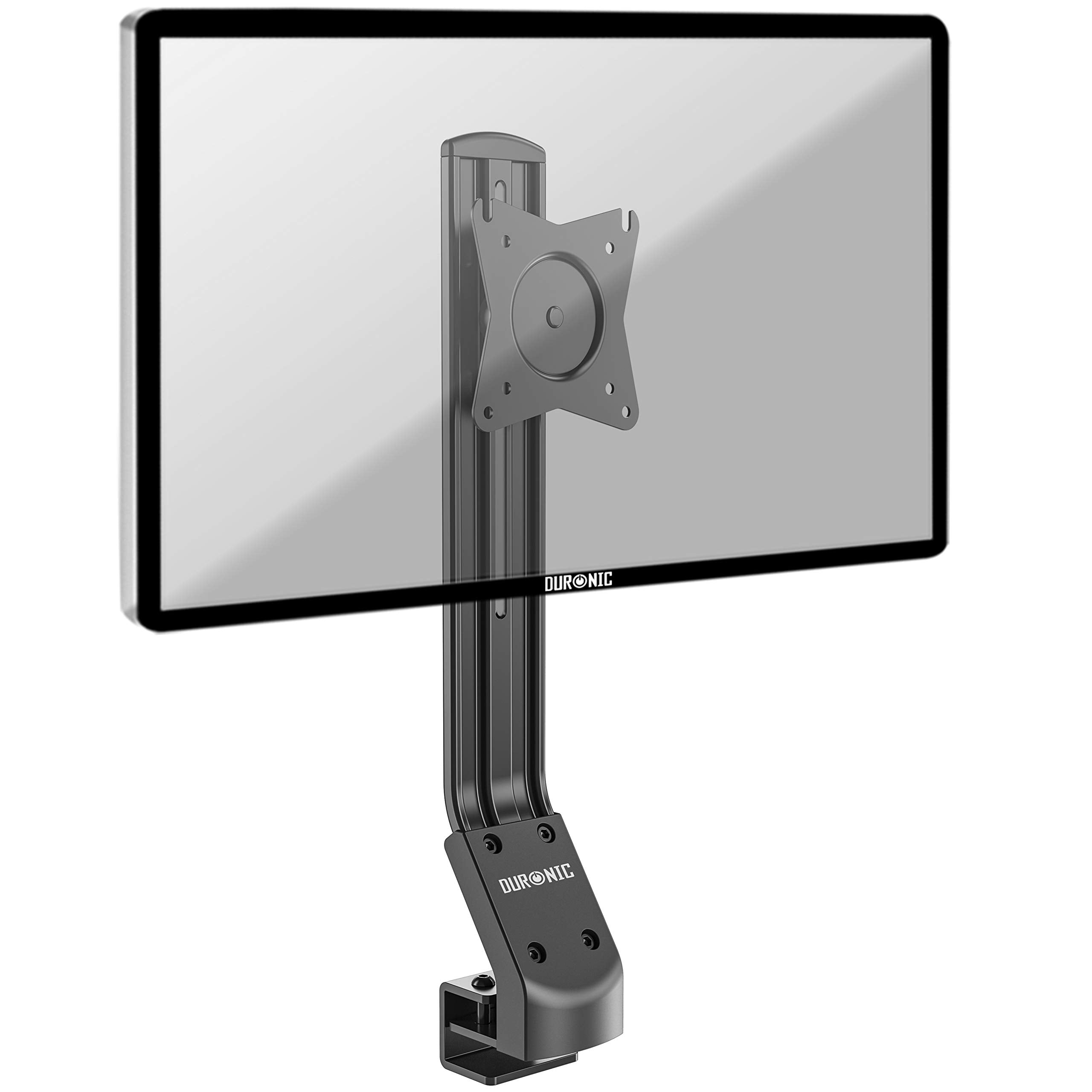 Duronic DM12X1 Low Profile Monitor Arm Stand - Single LCD LED Desk Mount Bracket for 17-30 Inch Screens with 360° Rotation & ±15° Tilt - Perfect for Home Office, Gaming & Workspace Ergonomics