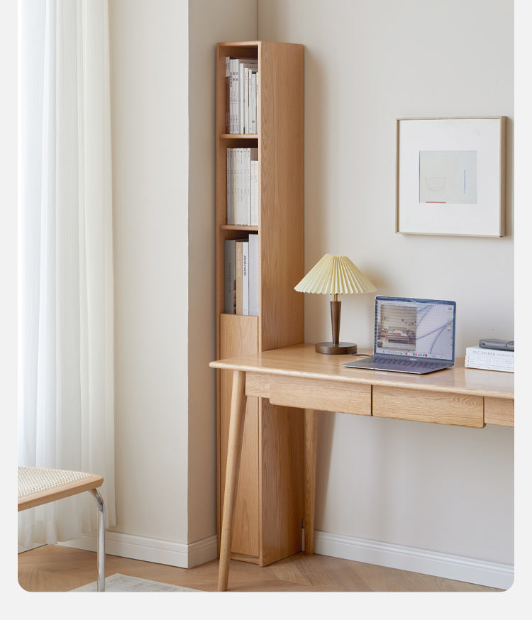 Oak Solid Wood Ultra Narrow Bookcase - Space-Saving Bookshelf for Small Rooms, Apartments & Home Office | Durable & Stylish Storage Solution