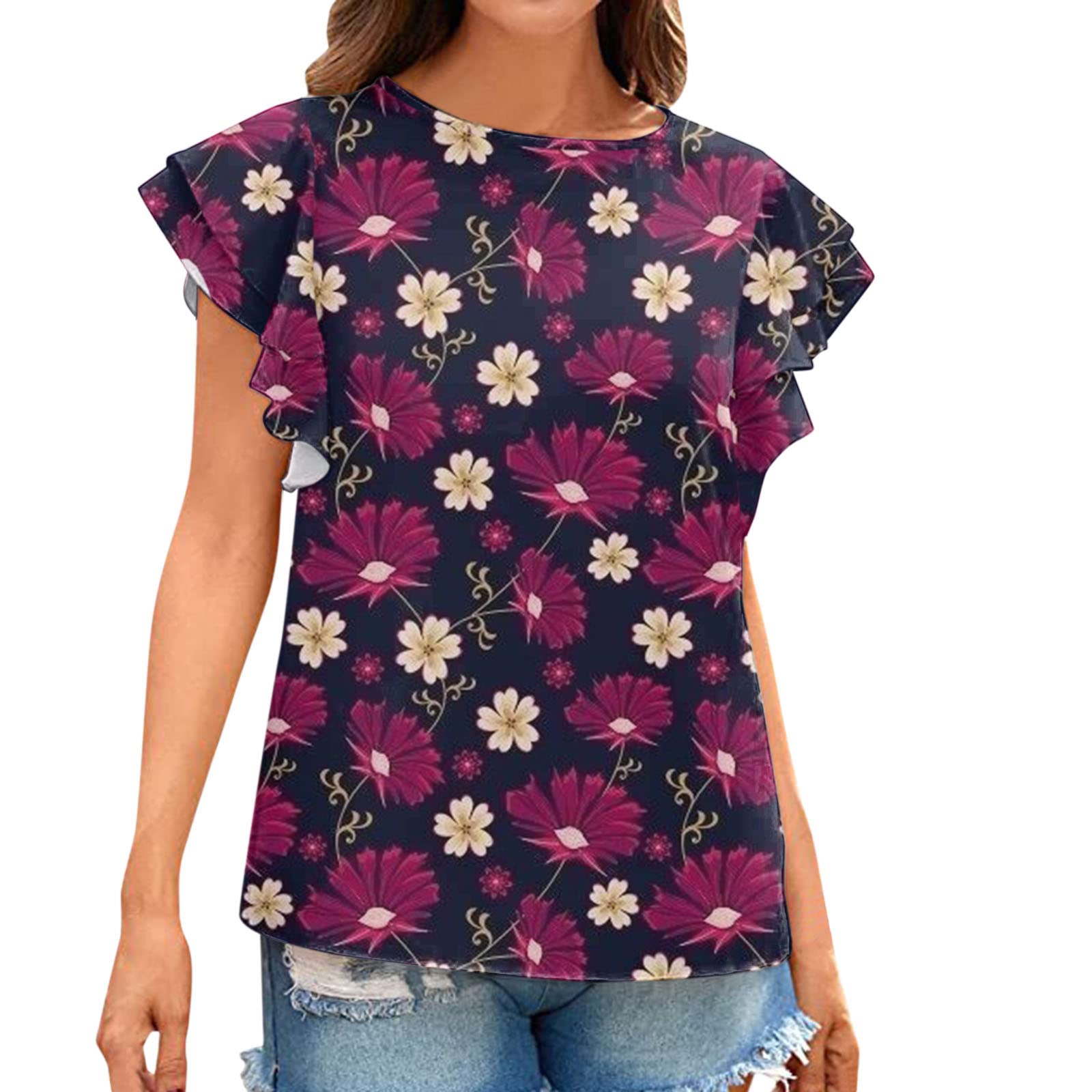 Women's Casual Cute Short Sleeve Blouse - Soft Loose Fit T-Shirt Top for Summer | Dressy & Everyday Wear | Perfect for Office, Date Night & Weekend Outings