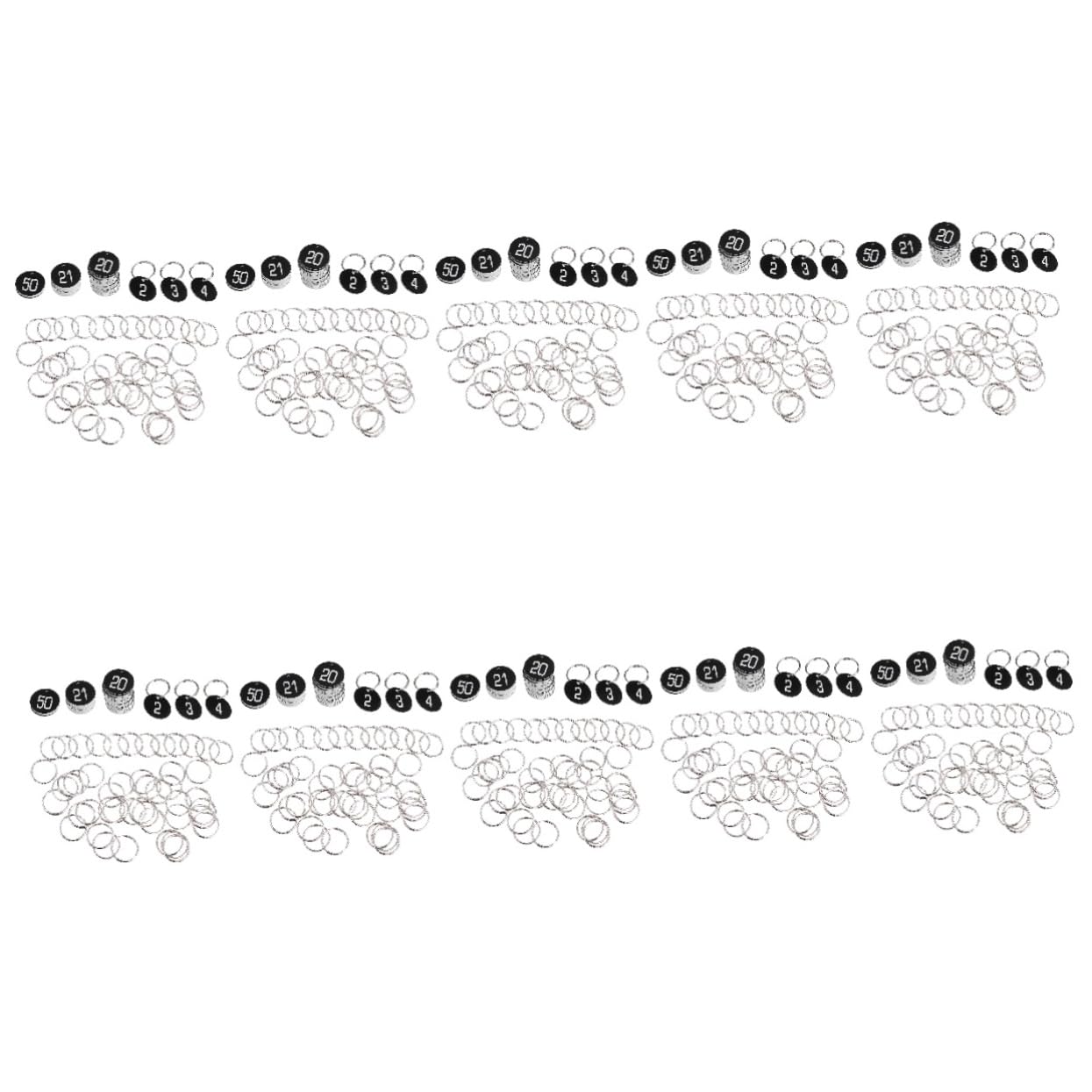 PACKOVE 10 Sets Engraved Numbered Metal Key Tags (1-50) with Key Rings - Durable ABS Plastic Locker ID Labels for Sports Facilities, Gym Lockers, School, and Office Organization (Black, 50pcs x 10)
