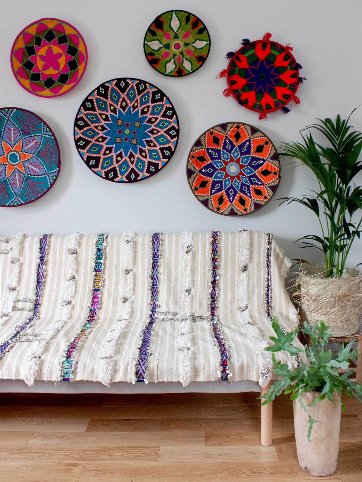 Handmade Moroccan Wool Plate No.156 - Authentic Berber Home Decor for Dining & Wall Display | Perfect for Boho Chic Interiors, Wedding Gifts & Table Centerpieces