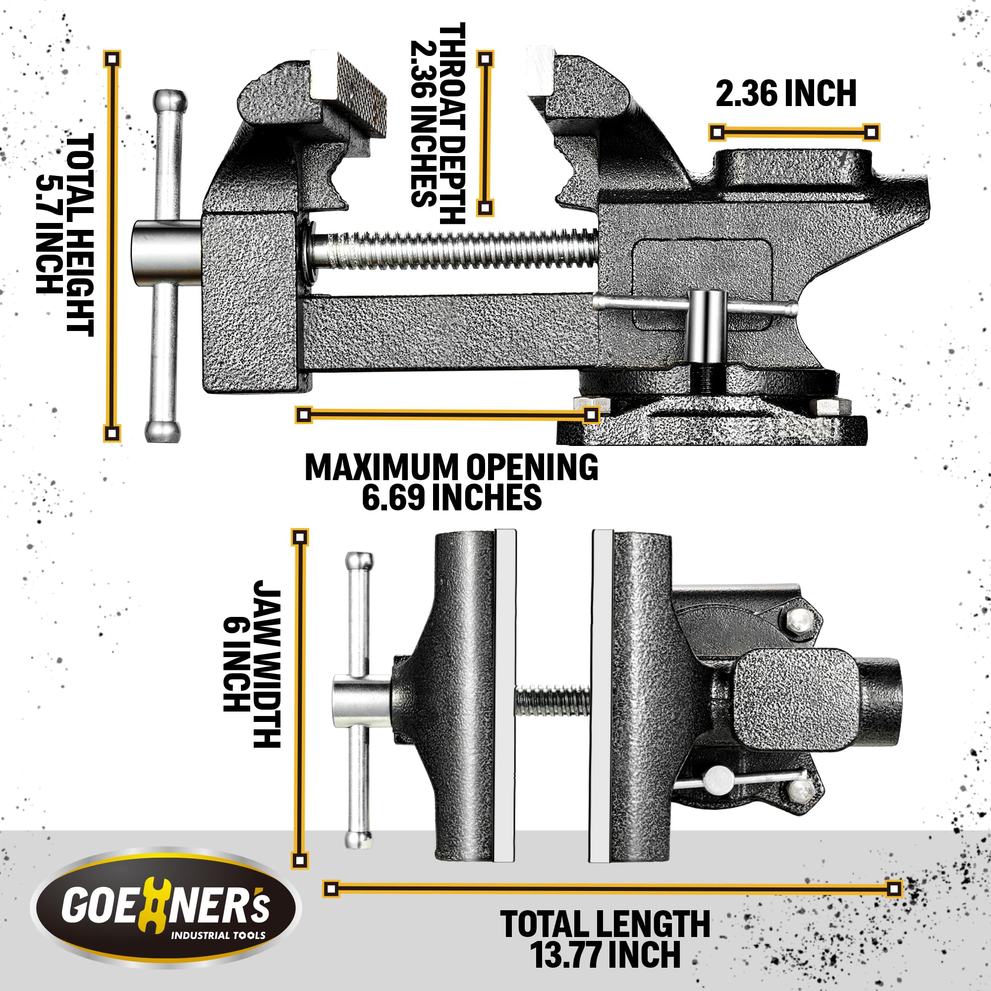 6-Inch Heavy Duty Bench Vise - Forged Steel Workbench Clamp with Swivel Base | Pipe & Table Vise for Woodworking, Metalworking & DIY Projects | Garage, Workshop & Home Repair Tool