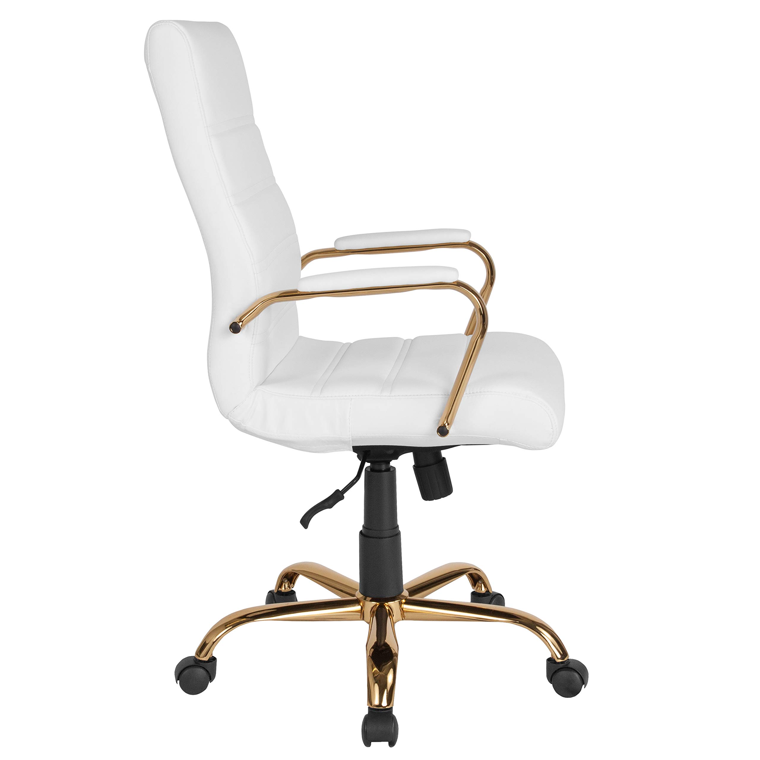 Flash Furniture Whitney Mid-Back Swivel LeatherSoft Office Chair - Adjustable Height Ergonomic Desk Chair with Padded Seat & Armrests, 27
