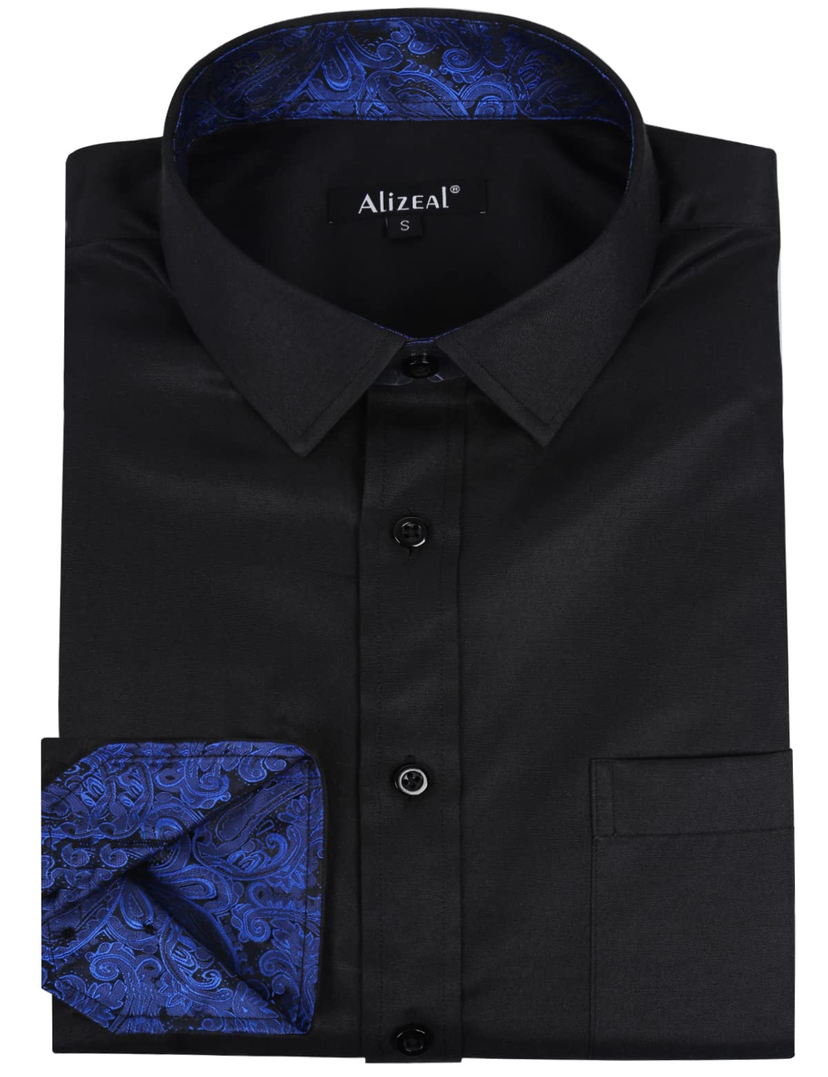 Alizeal Men's Slim Fit Business Dress Shirt - Long Sleeve Patchwork Button Down Shirt for Office, Interview & Formal Occasions