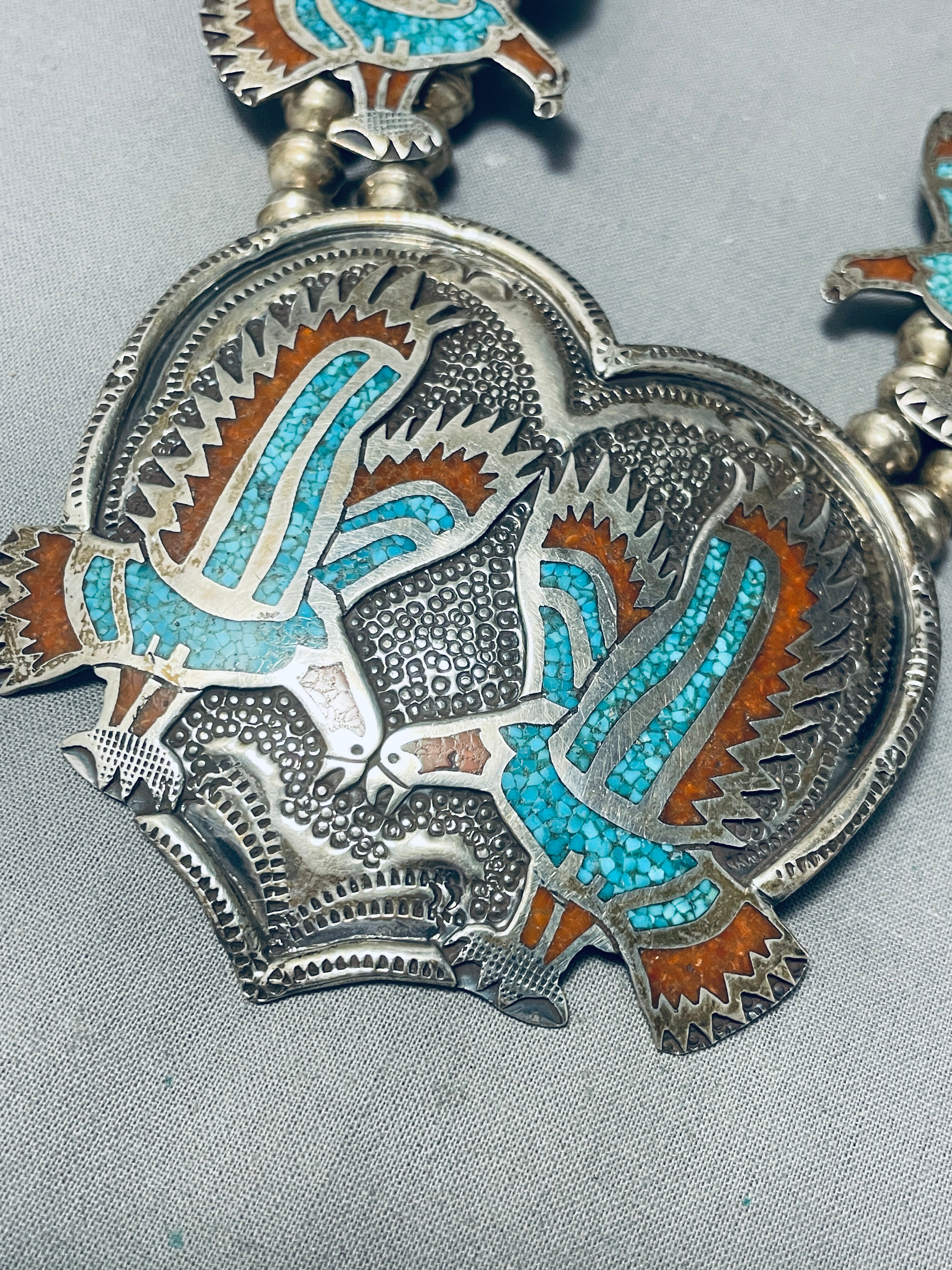 200 Gram Vintage Native American Navajo Sterling Silver Squash Blossom Necklace - Authentic Handmade Jewelry for Women, Perfect for Boho Fashion, Weddings & Special Occasions