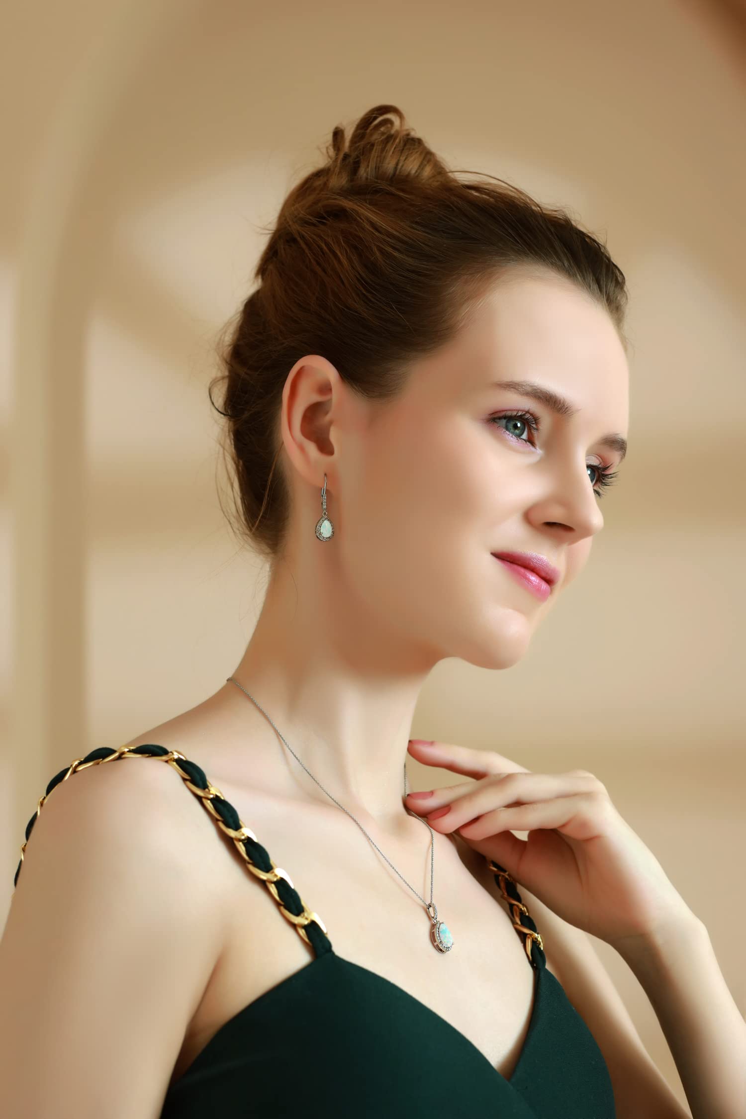 Women's Jewelry Sets - Sterling Silver Necklace & Earring Sets with Birthstone Gemstones | Teardrop Pendant & Dangle Earrings | Genuine & Synthetic Stones | Perfect for Gifts, Anniversaries & Special Occasions