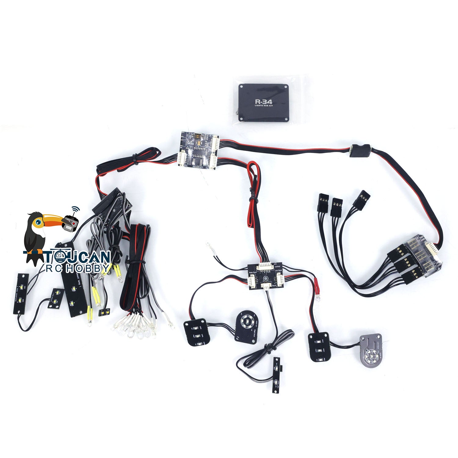 1/8 RC Drift Car Parts - Rear Steering Belt, Pulley, Accelerator, Brake Clutch Pedal, Tire Iron, Wheel Hubs, Tyres & Lights Hook for R34 Model - Perfect for RC Drifting, Racing & DIY Upgrades