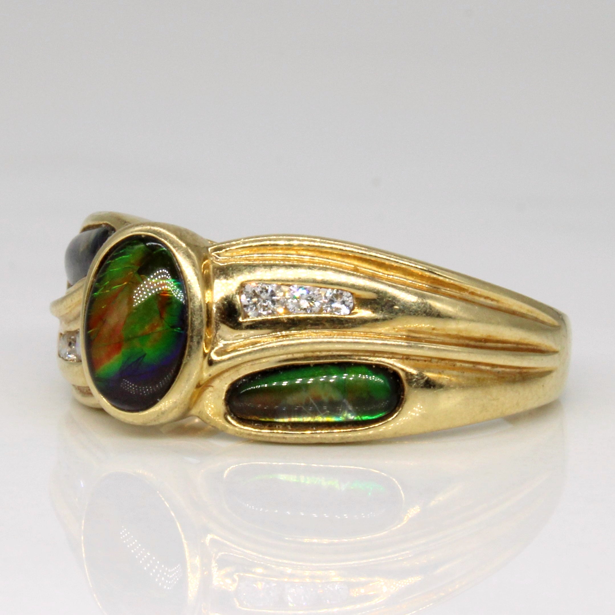 1.00ctw Ammolite & Diamond Waterfall Ring - 0.10ctw Diamonds, Size 7.25 - Elegant Gemstone Jewelry for Women, Perfect for Weddings, Anniversaries & Special Occasions