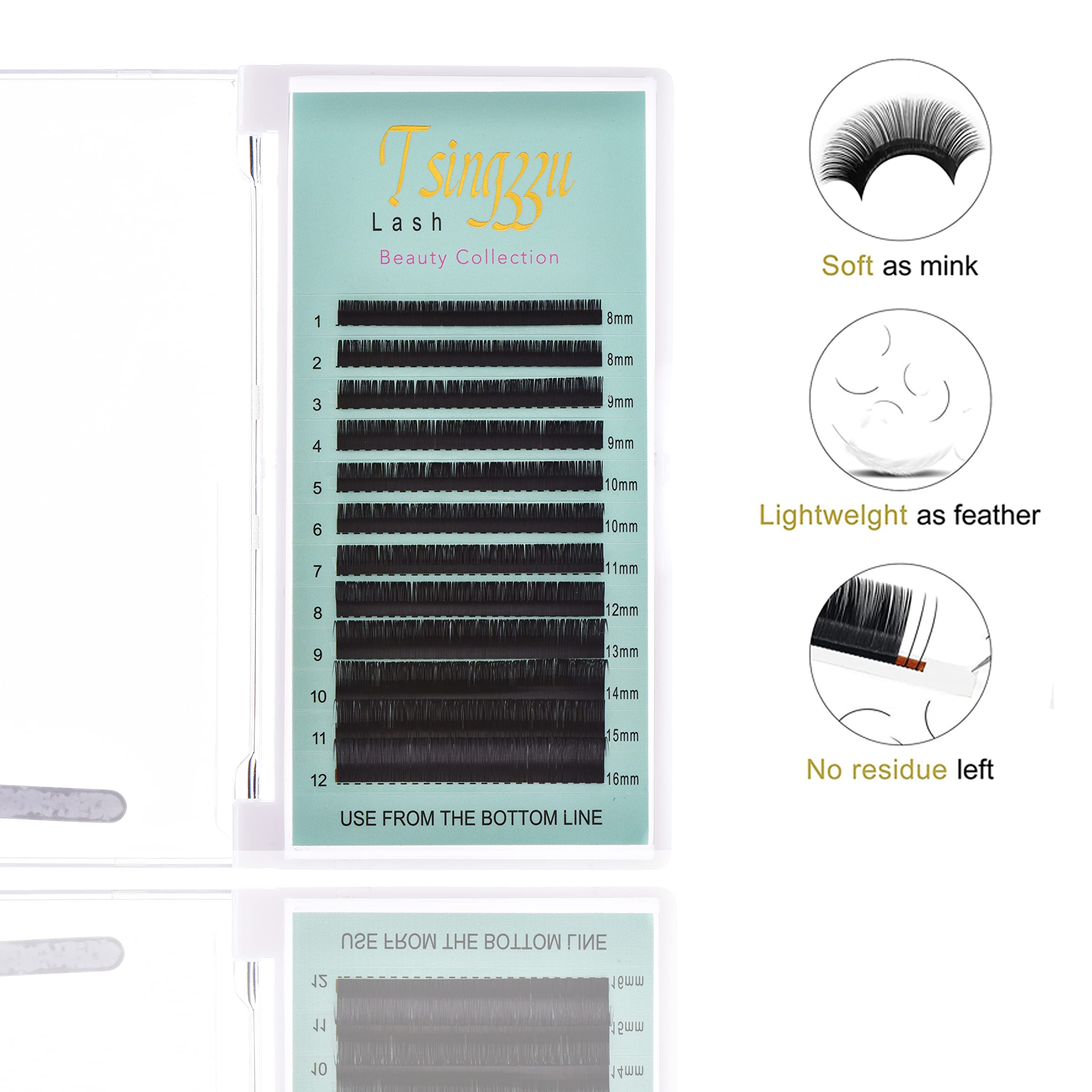 Premium 0.07mm C Curl 10mm Individual Eyelash Extensions - Natural Look Lash Supplies (0.03/0.05/0.07/0.1/0.15mm, C/D Curl, 8-16mm Mix) - Perfect for Salon, Bridal & Daily Wear