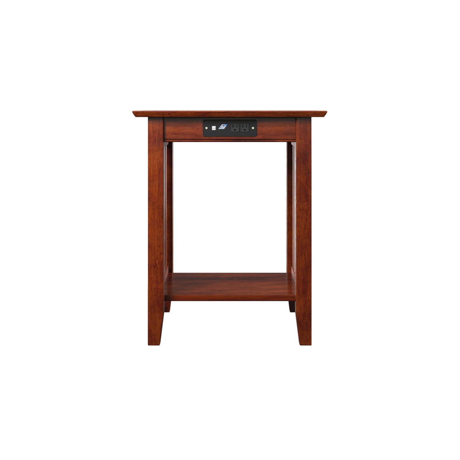 AFI Mission Printer Stand with Charging Station - Solid Walnut Wood Desktop Organizer for Home Office, Printer Shelf with USB Ports - Perfect for Workspace Organization & Device Charging