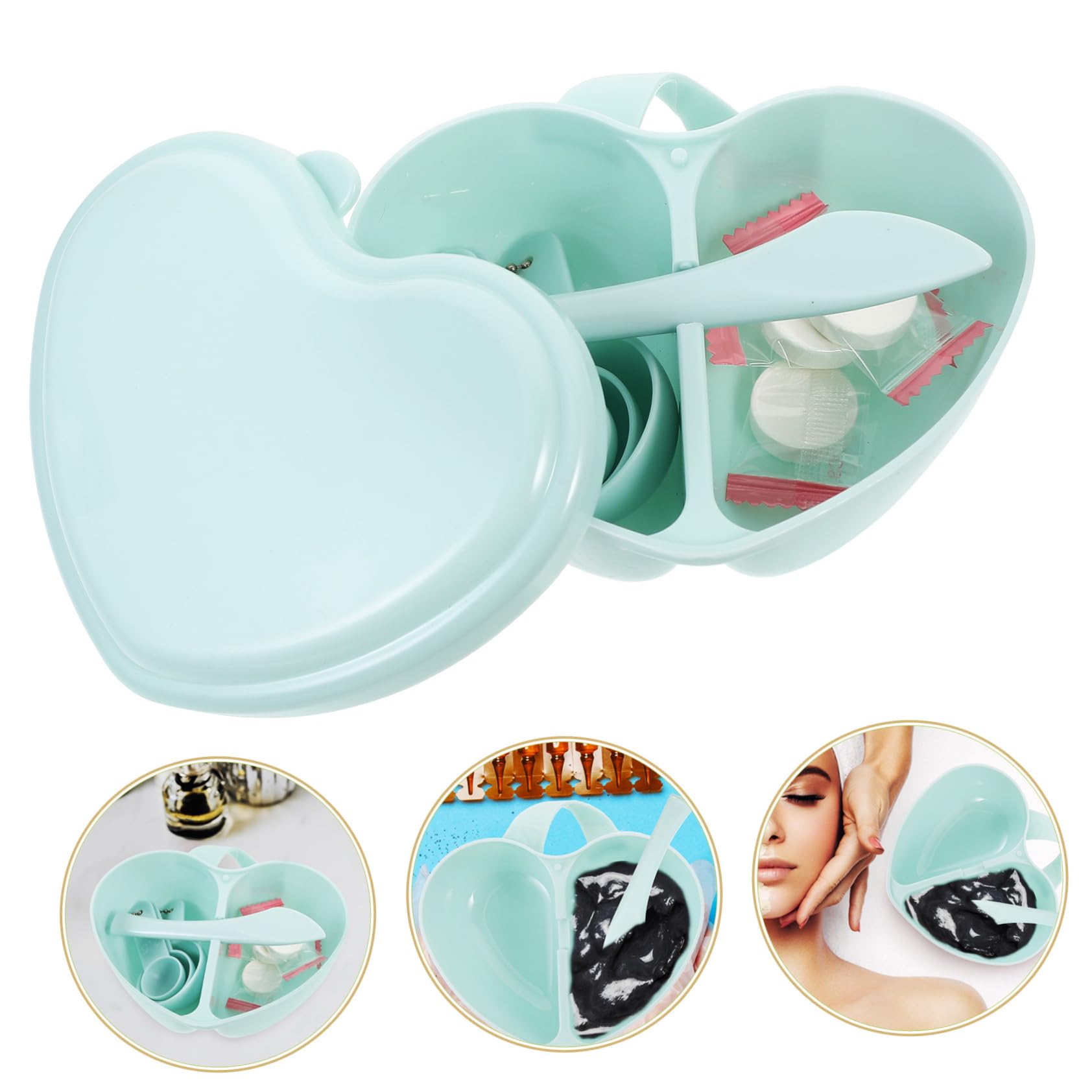 Heart-Shaped Mask Mixing Bowl Set - DIY Facial Mask Mixing Bowl with Stirrer Stick for Beauty & Spa - Perfect for Clay, Mud & Sheet Masks at Home or Salon