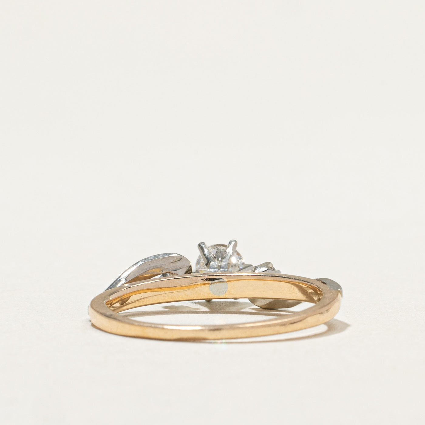 Elegant Two-Tone Diamond Bypass Ring - 0.26ct Center Stone & 0.01ctw Accents - Size 6.5 - Perfect for Engagement, Anniversary & Special Occasion Gifts
